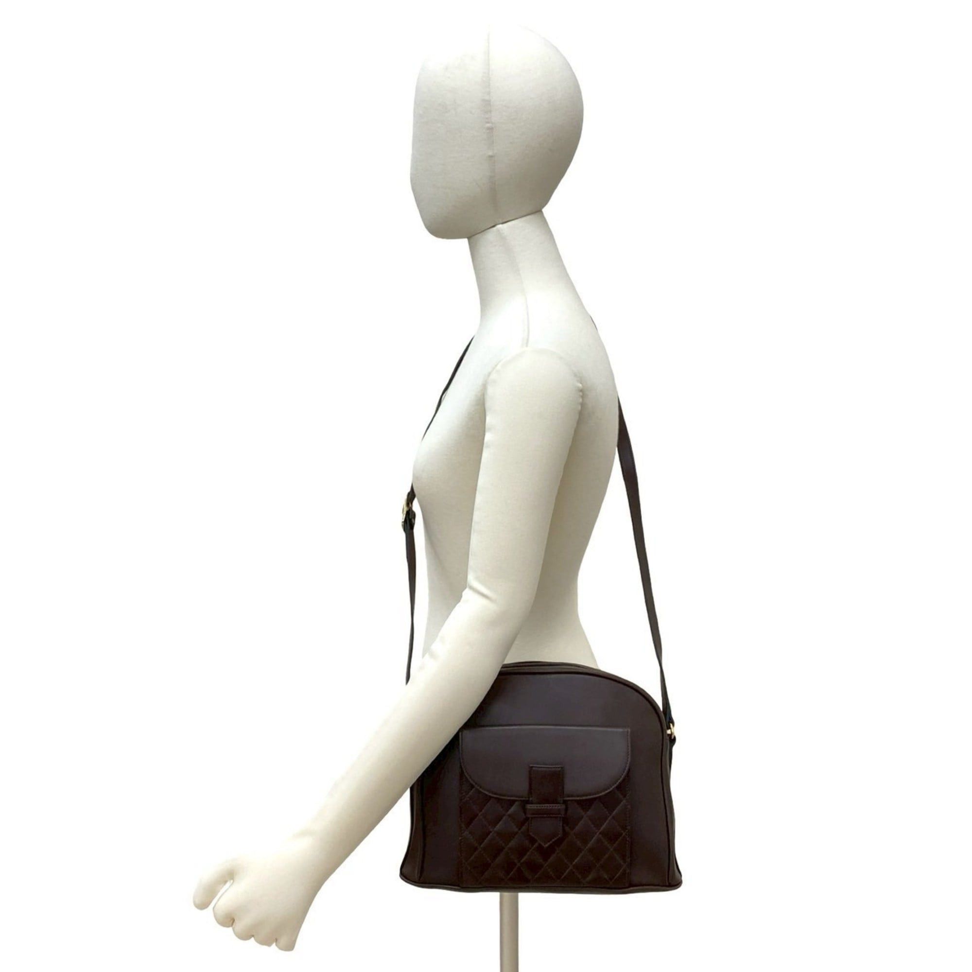 Yves Saint Laurent YVES SAINT LAURENT Quilted Leather Shoulder Bag/Pochette Brown 36313 Size ONE SIZE - 2 Thumbnail