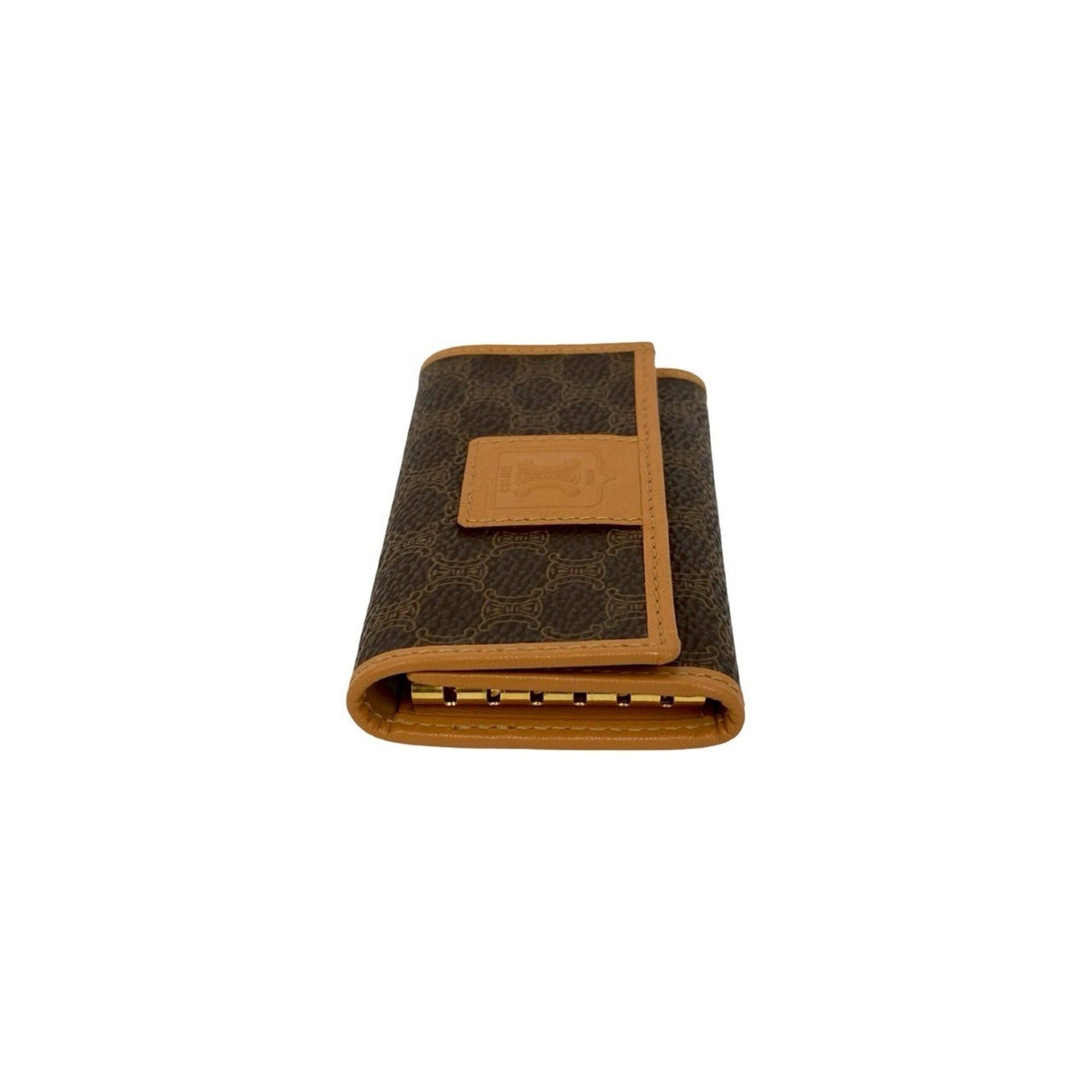 Celine CELINE Macadam Blason Triomphe Leather Key Case, Brown, 84228 Size ONE SIZE - 5 Thumbnail