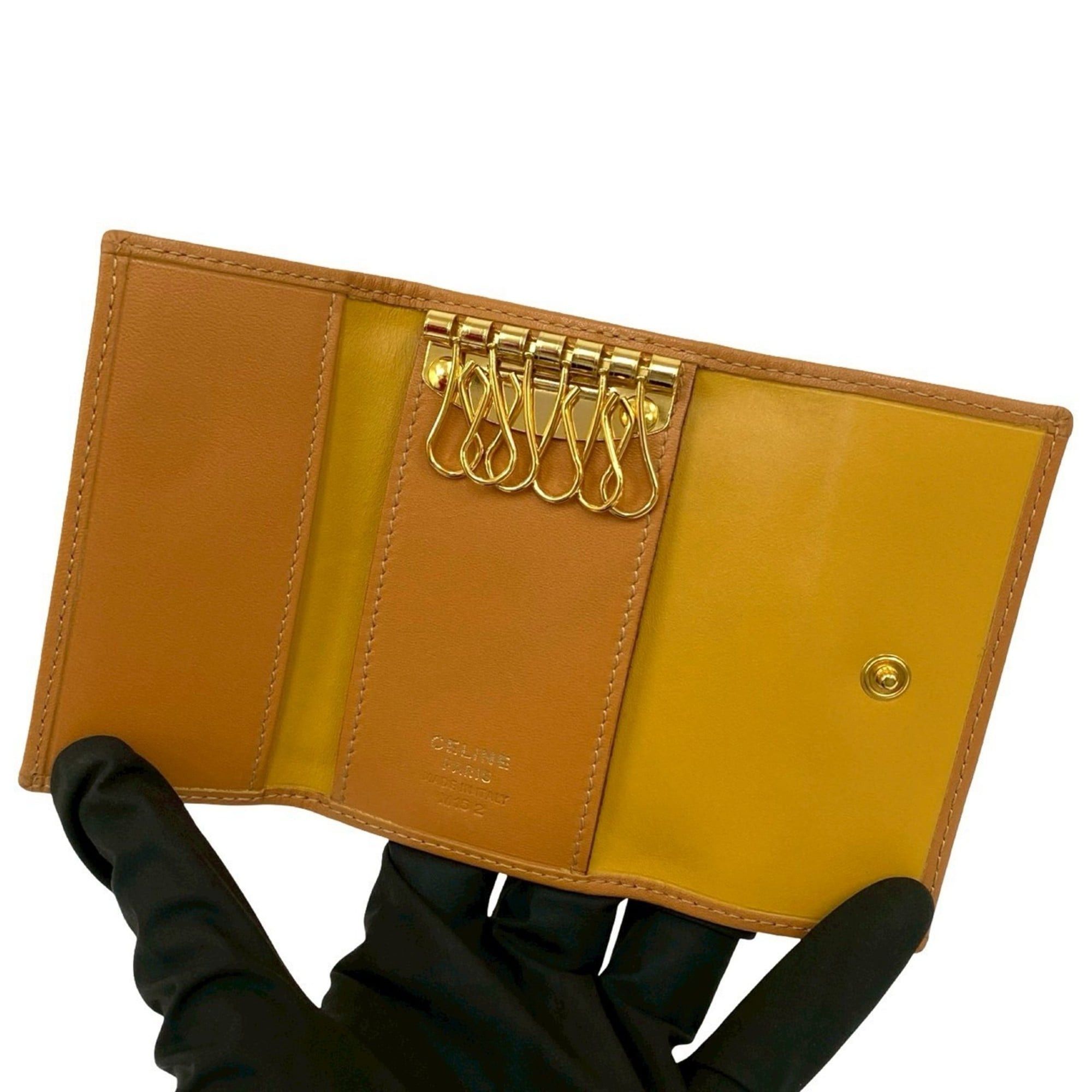 Celine CELINE Macadam Blason Triomphe Leather Key Case, Brown, 84228 Size ONE SIZE - 7 Thumbnail