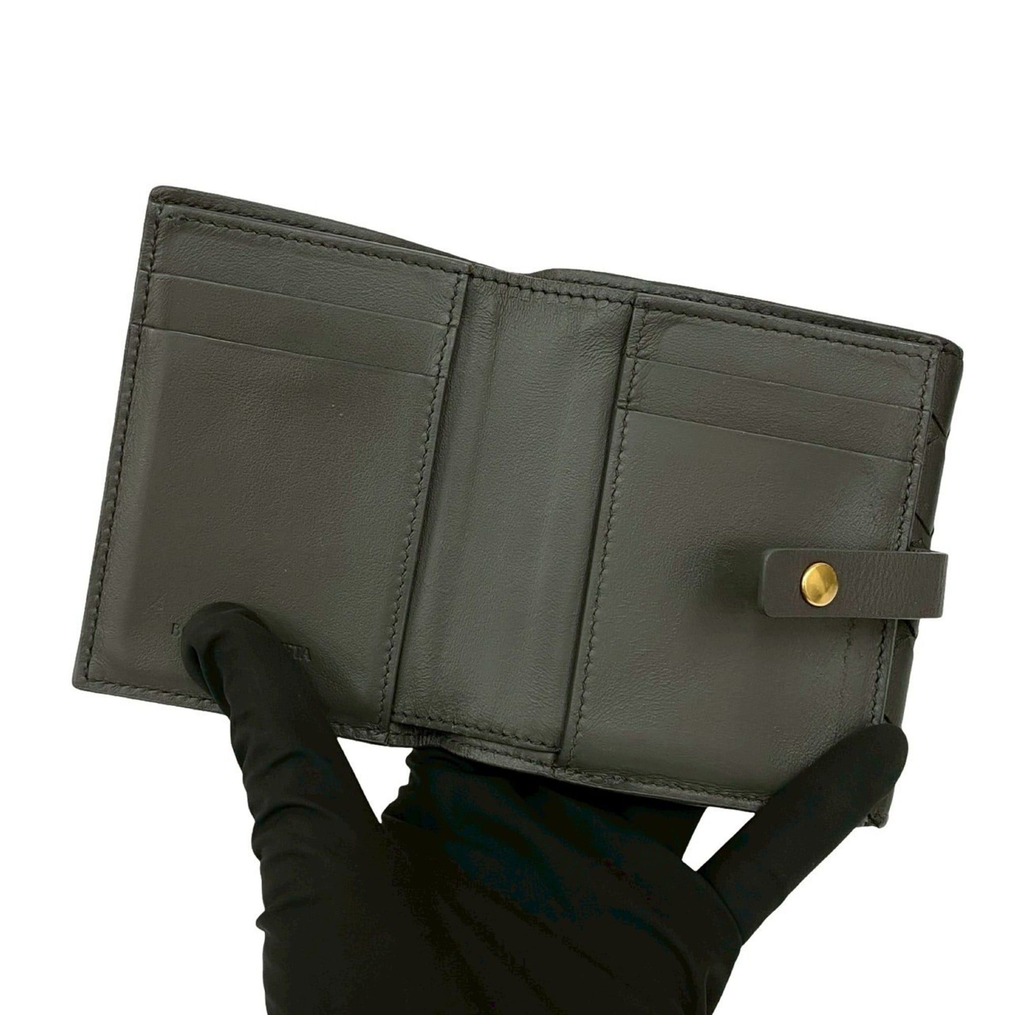Bottega Veneta BOTTEGA VENETA Intrecciato Leather Bifold Wallet with Card Case, Gray, 20650 Size ONE SIZE - 7 Thumbnail