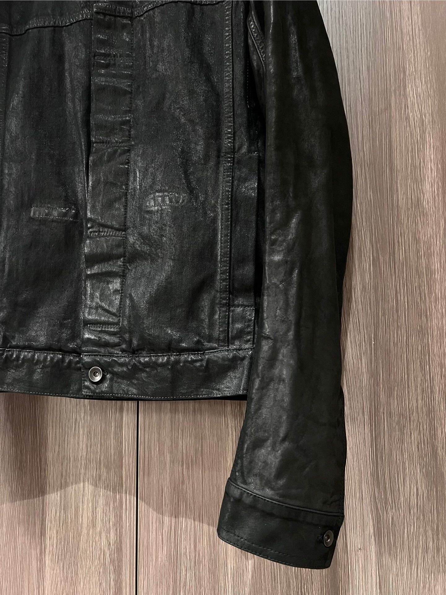 Rick Owens Drkshdw Rick Owens Black Waxed Denim Jacket Size US S / EU 44-46 / 1 - 4 Thumbnail