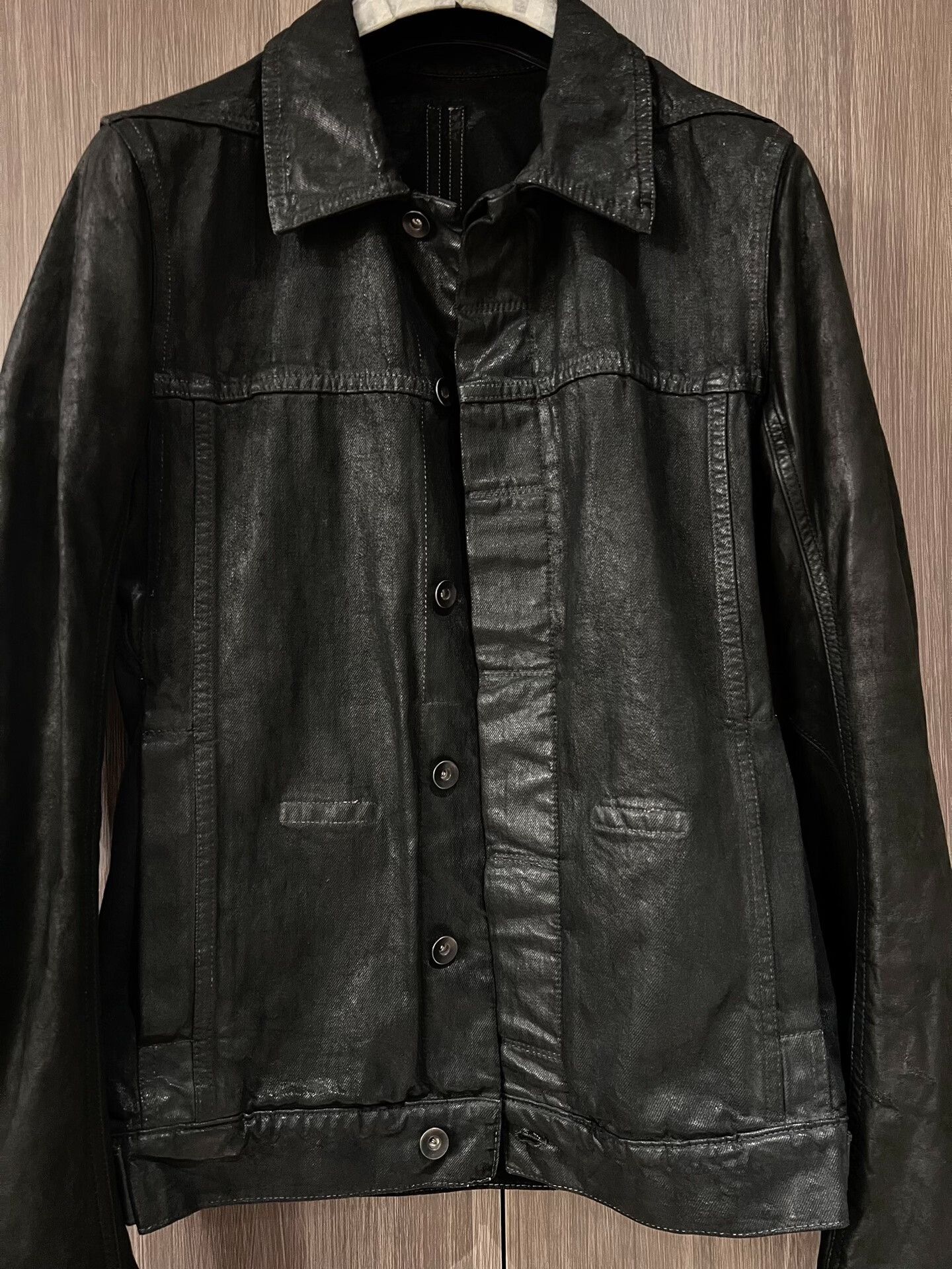 Rick Owens Drkshdw Rick Owens Black Waxed Denim Jacket Size US S / EU 44-46 / 1 - 6 Thumbnail