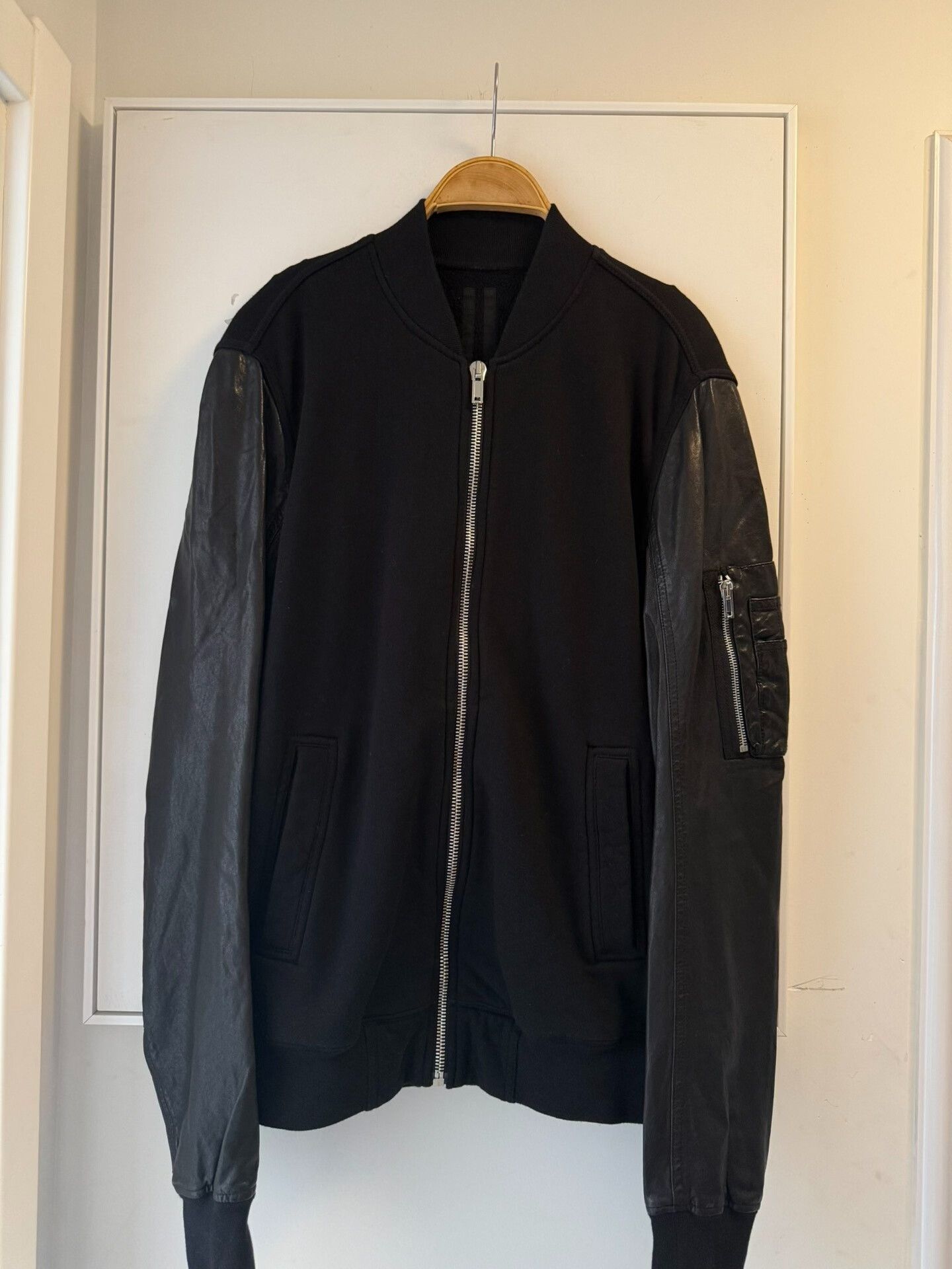 Rick Owens Rick Owens Men's Jacket with Leather Sleeves Size US S / EU 44-46 / 1 - 4 Thumbnail