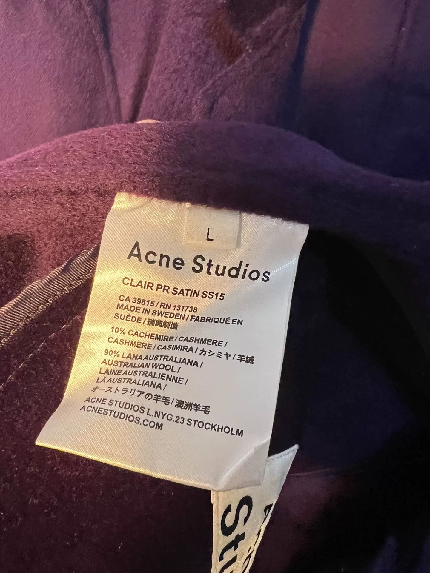 Acne Studios Acne Studios Purple Cashmere Coat Size US M / EU 48-50 / 2 - 5 Thumbnail