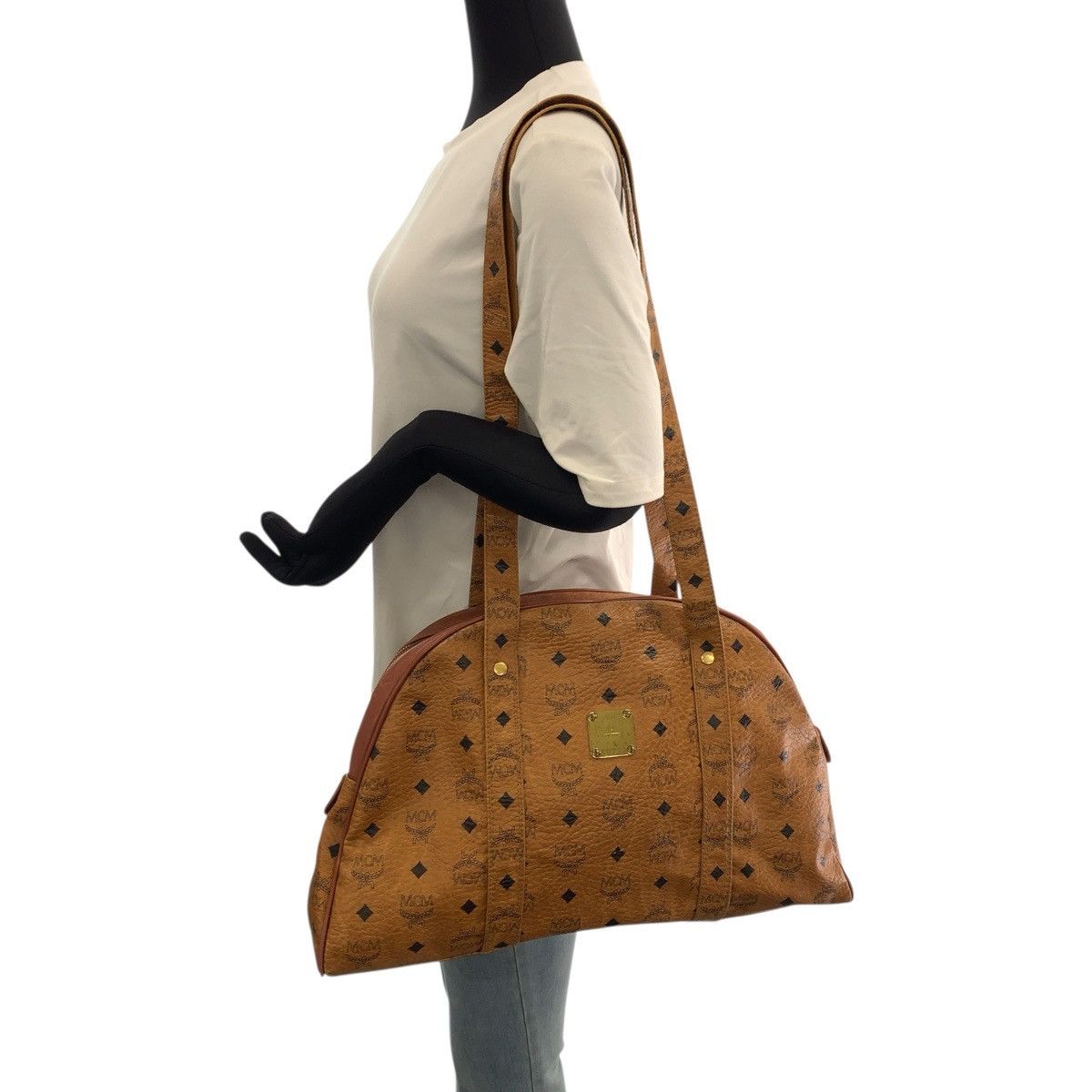 MCM MCM Visetos PVC Leather 2way Shoulder Boston Bag Plastic / Synthetic Shoulder Bag DUTY FREE for USA