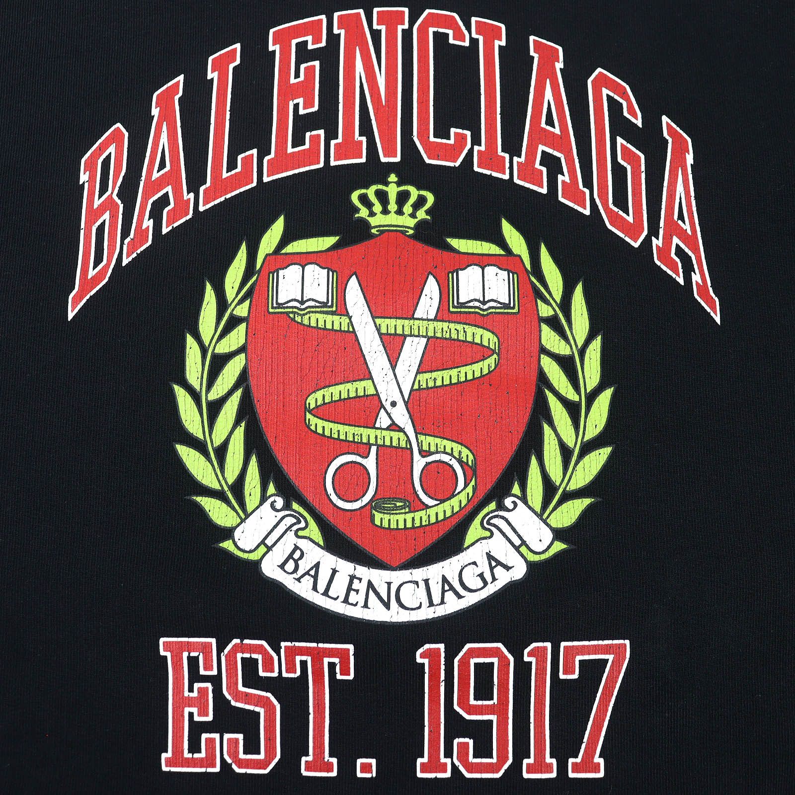 Balenciaga Balenciaga Balenciaga Distressed college logo print Cotton Hoodie Textile Sweatshirts & Hoodies 674986 DUTY FREE for USA Size ONE SIZE - 4 Thumbnail