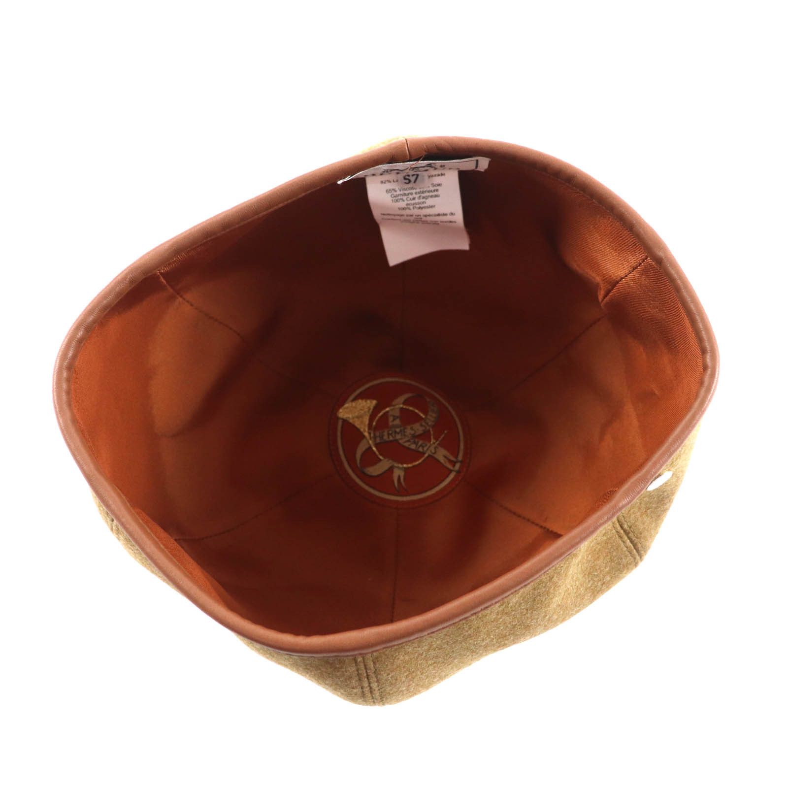 Hermes Hermes Hermès Gabriel Serie Metal Wool Leather Beret 57 Textile Hats DUTY FREE for USA Size ONE SIZE - 4 Thumbnail