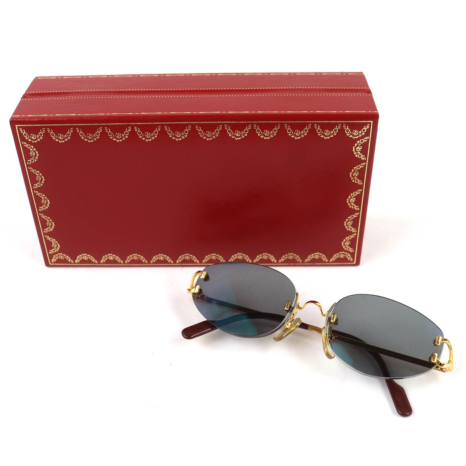 Cartier Cartier Cartier 2C Decor Two-Point Rimless Sunglasses Metal Sunglasses DUTY FREE for USA Size ONE SIZE - 2 Thumbnail