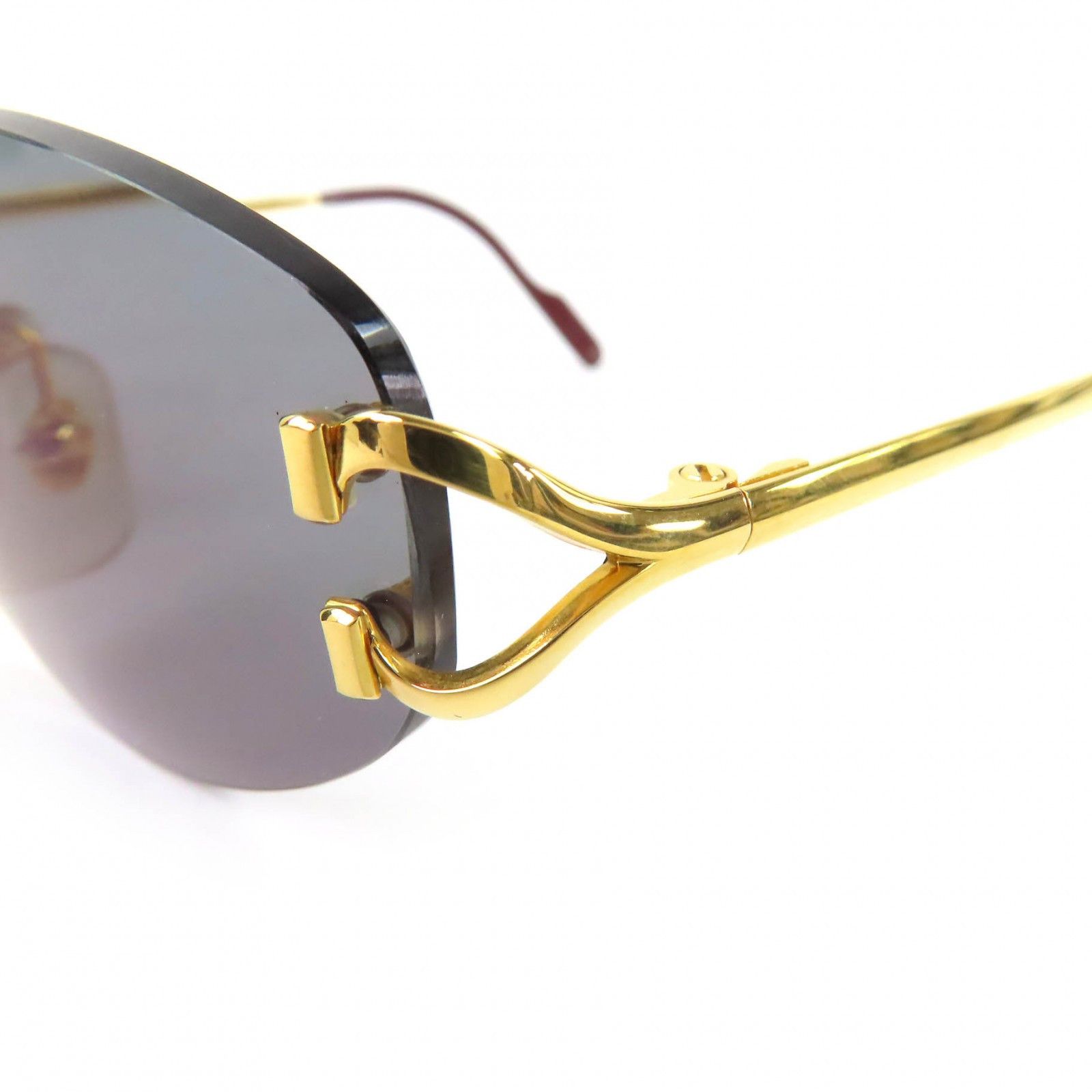 Cartier Cartier Cartier 2C Decor Two-Point Rimless Sunglasses Metal Sunglasses DUTY FREE for USA Size ONE SIZE - 8 Thumbnail