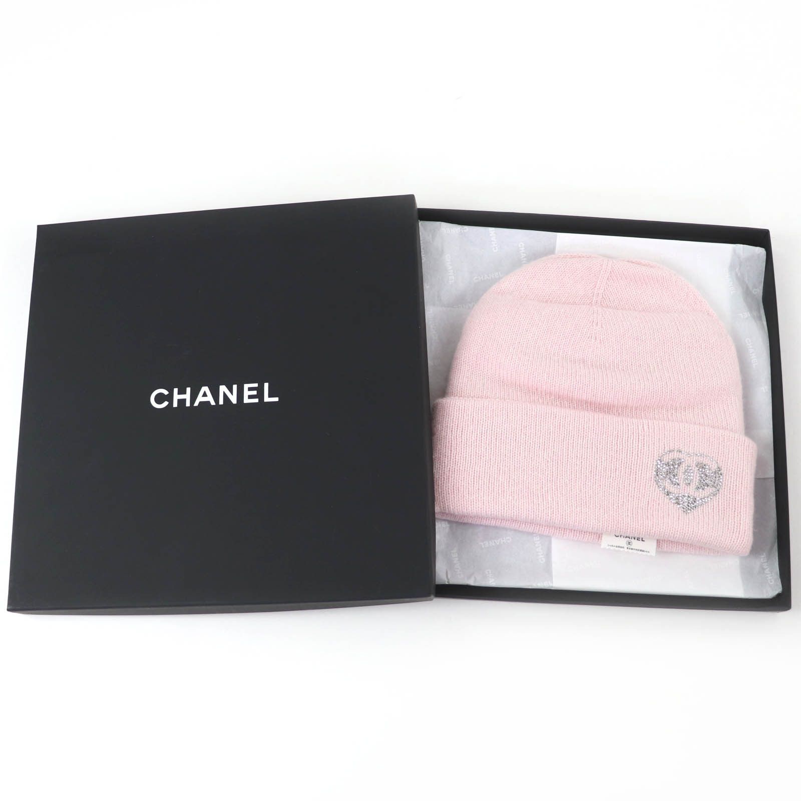 Chanel Chanel Chanel COCO Mark Heart Cashmere Knit Cap Textile Hats DUTY FREE for USA Size ONE SIZE - 2 Thumbnail
