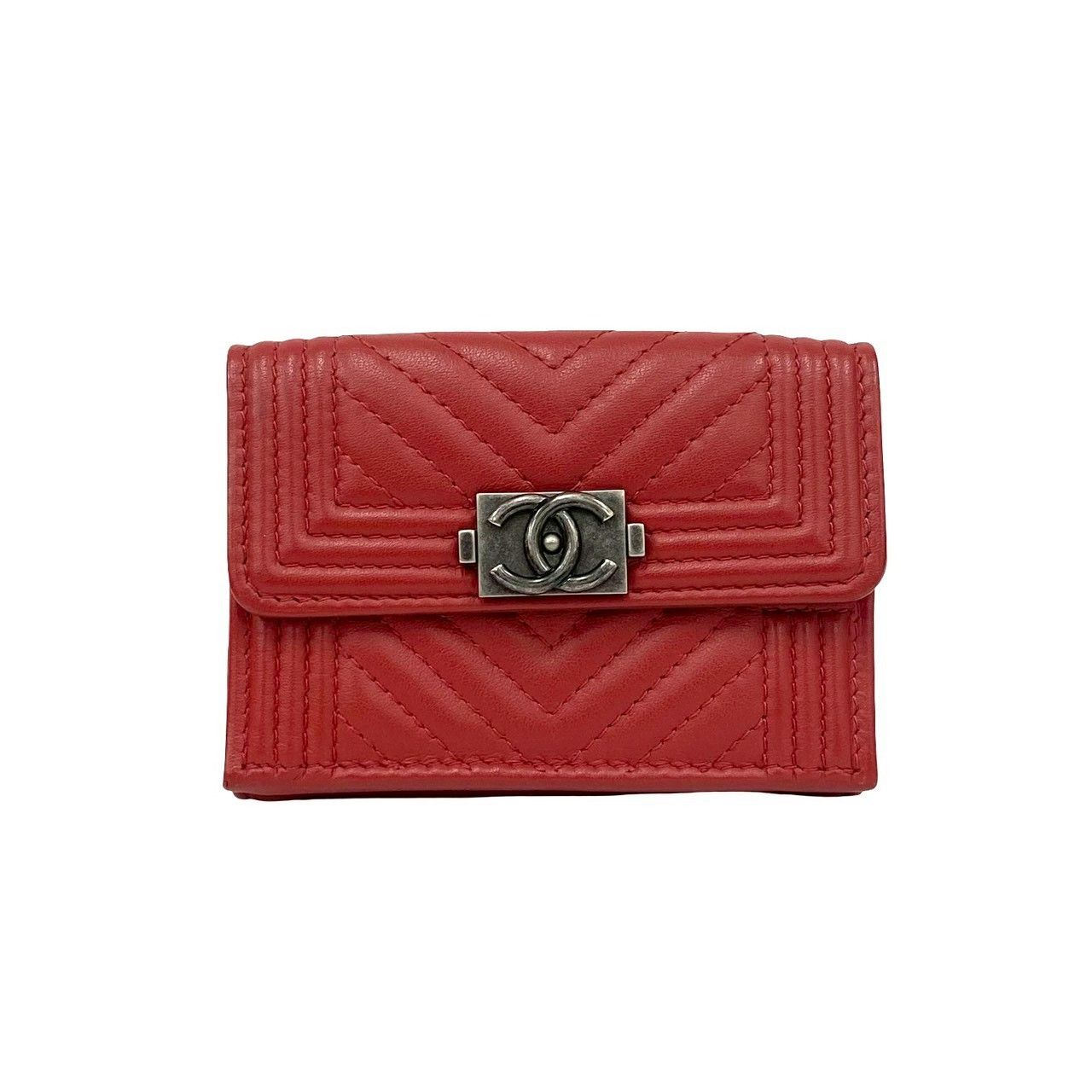 Chanel Chanel CHANEL Boy Chanel Lambskin Trifold Wallet Leather Short Wallet DUTY FREE for USA Size ONE SIZE - 2 Thumbnail