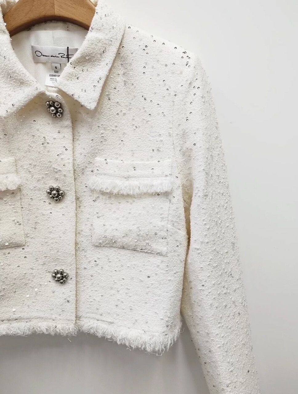 Oscar De La Renta Oscar de la Renta White Short Jacket Size S / US 4 / IT 40 - 4 Thumbnail