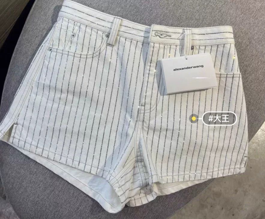 Alexander Wang Alexander Wang Crystal Stripe Denim Shorts Size 25" / US 0 / IT 36 - 3 Thumbnail