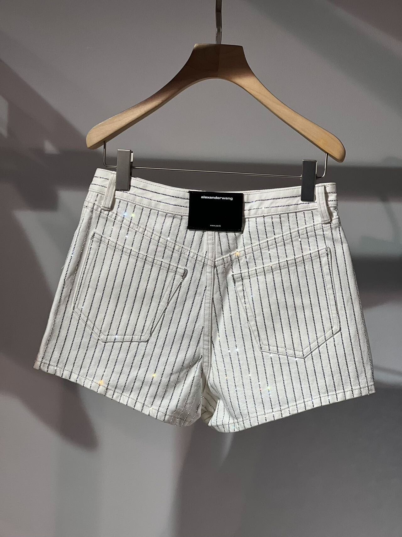 Alexander Wang Alexander Wang Crystal Stripe Denim Shorts Size 25" / US 0 / IT 36 - 2 Thumbnail