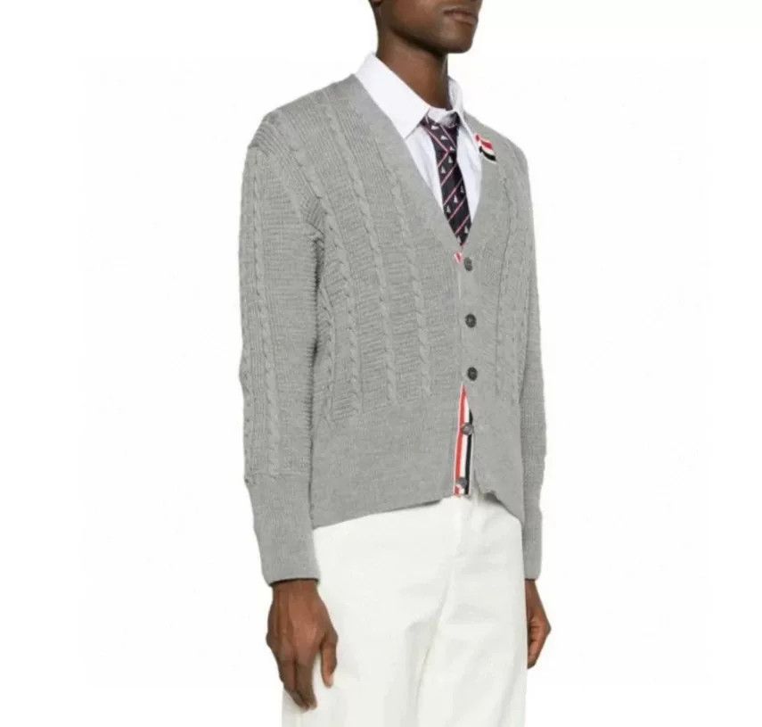 Thom Browne Classic Gray Knitted Cardigan by Thom Browne Size US M / EU 48-50 / 2 - 2 Thumbnail