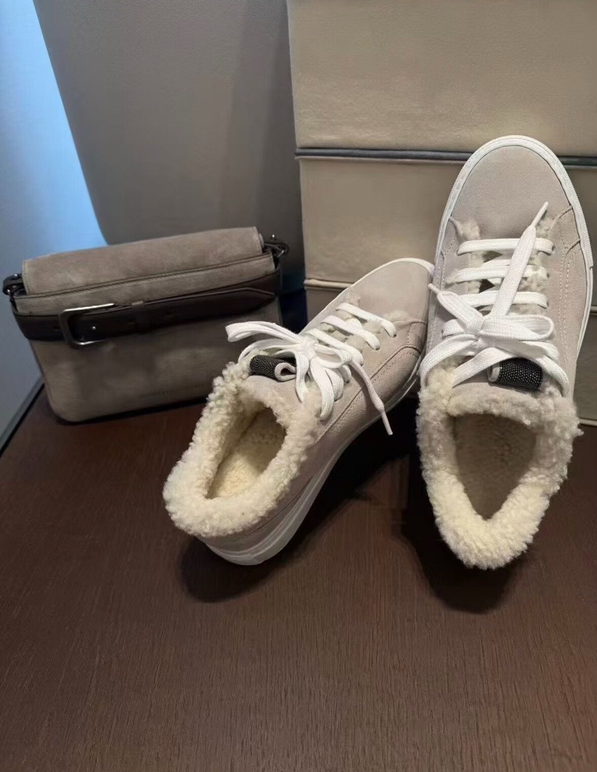 Brunello Cucinelli Brunello Cucinelli Women's Fleece Sneakers Size US 5 / IT 35 - 5 Thumbnail