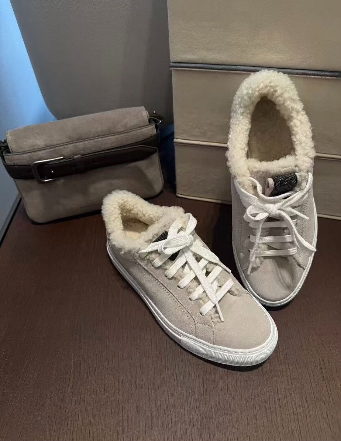 Brunello Cucinelli Brunello Cucinelli Women's Fleece Sneakers Size US 5 / IT 35 - 4 Thumbnail