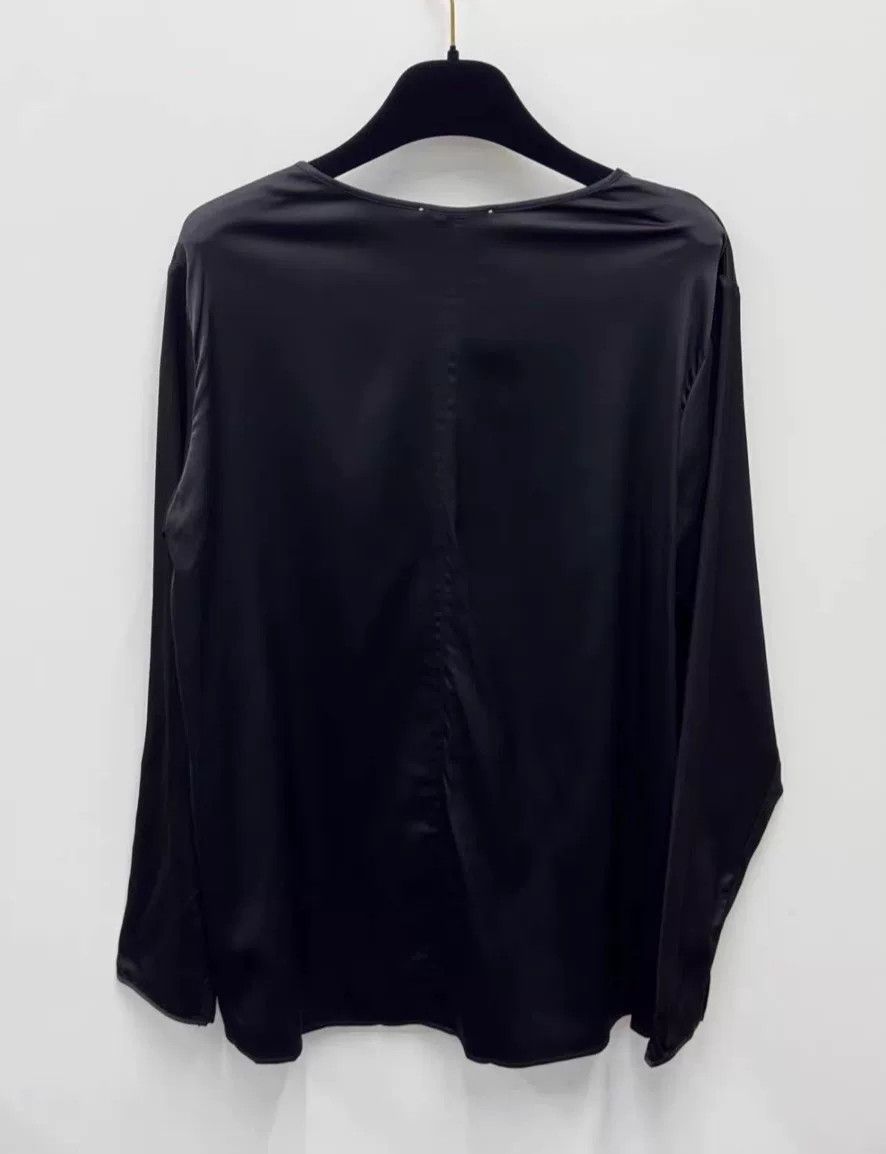 forte_forte Black V-Neck Long Sleeve Shirt for Women Size XS / US 0-2 / IT 36-38 - 2 Thumbnail