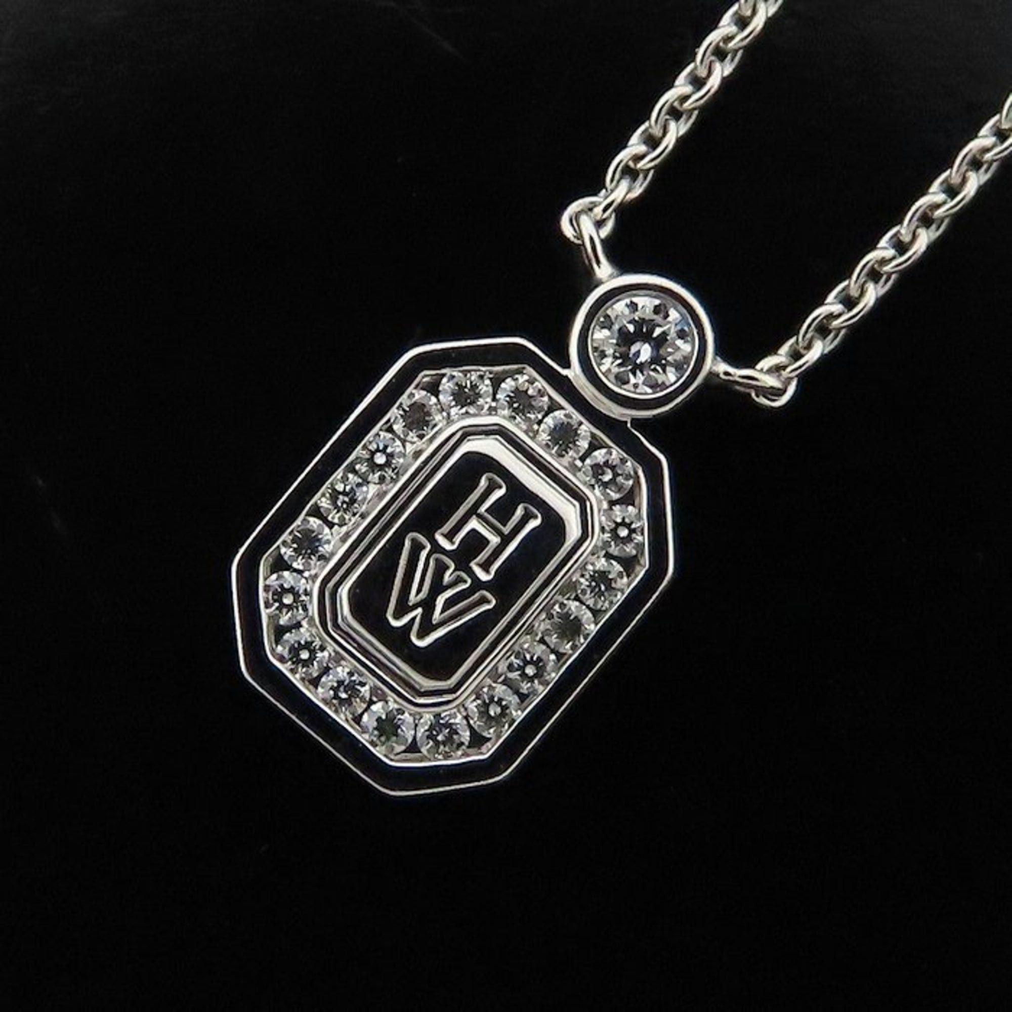Harry Winston HARRY WINSTON HW Logo Necklace with Diamonds, 18K White Gold, Women's, PEDWRD16HWL 294883 Size ONE SIZE - 6 Thumbnail
