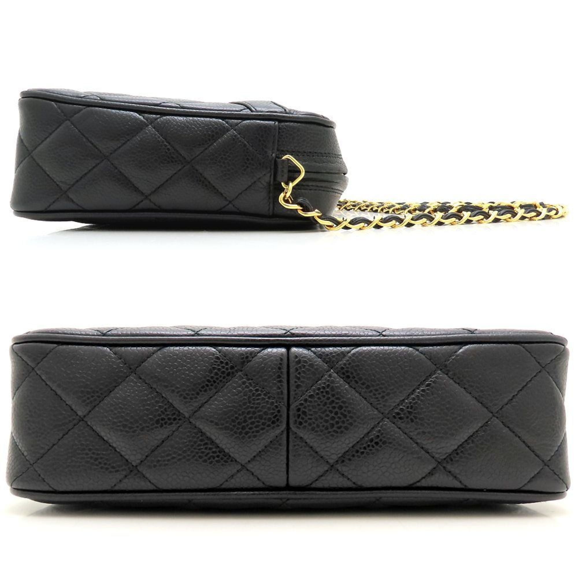 Chanel CHANEL Matelasse Chain Shoulder Bag with Fringe, Caviar Leather, Black, Women's, 353097 Size ONE SIZE - 3 Thumbnail