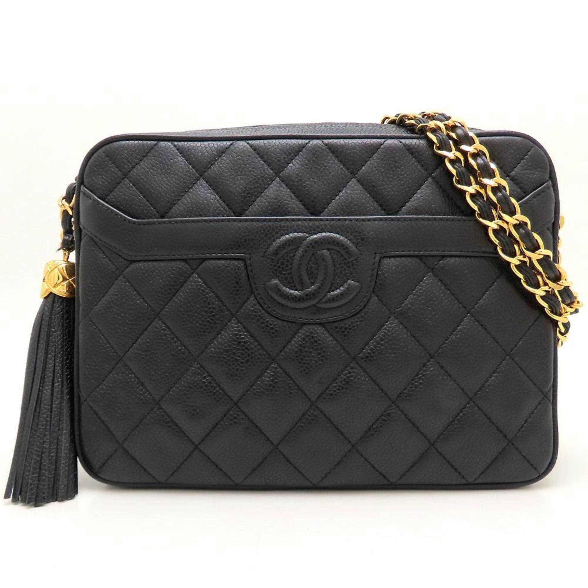 Chanel CHANEL Matelasse Chain Shoulder Bag with Fringe, Caviar Leather, Black, Women's, 353097 Size ONE SIZE - 2 Thumbnail