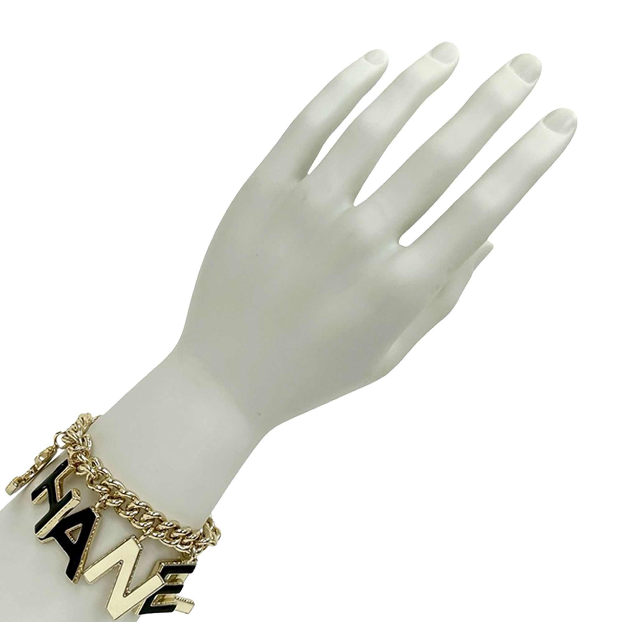 Chanel Chanel CC Gold Plated Lacquered Logo Letter Charms Chain Bracelet Size ONE SIZE - 7 Thumbnail