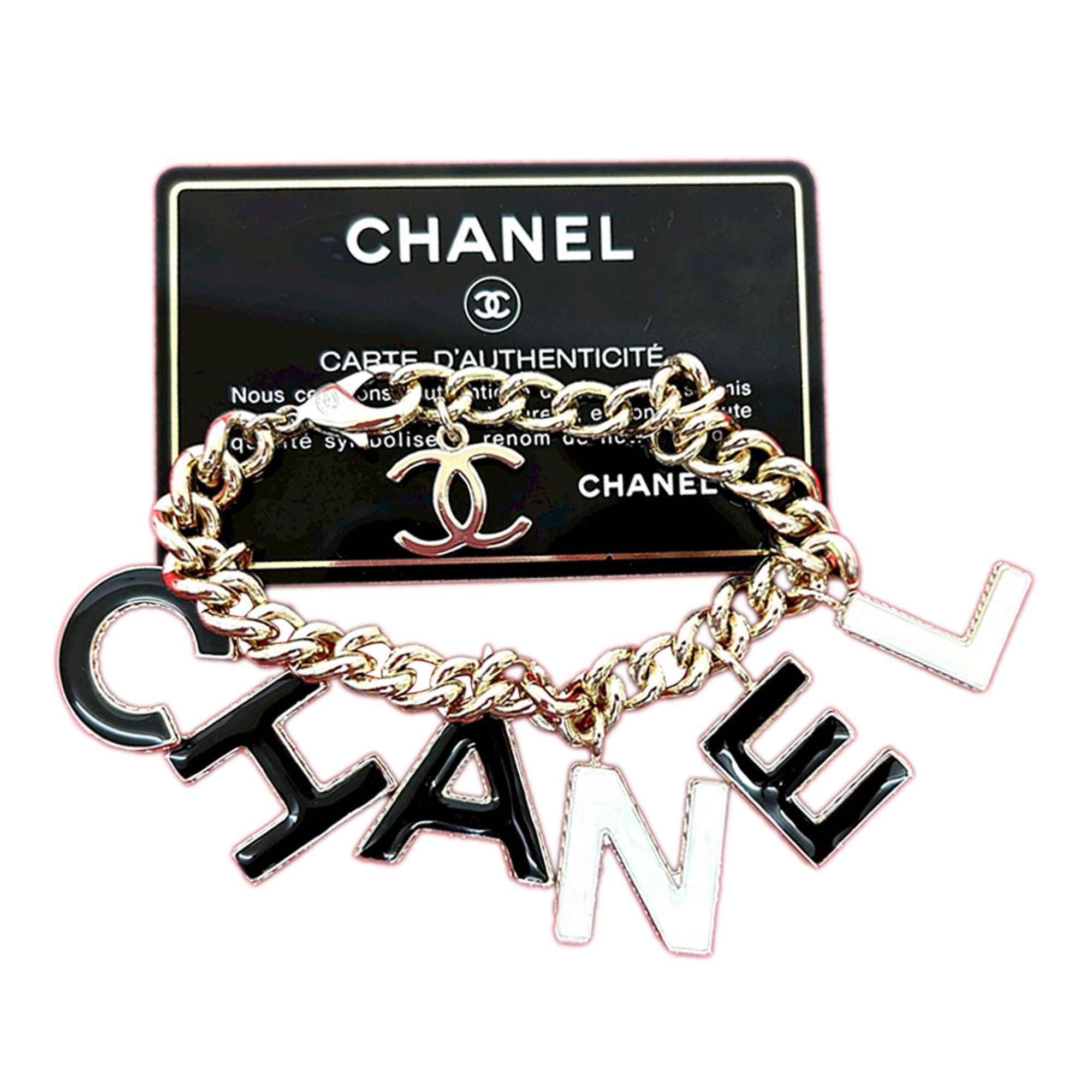 Chanel Chanel CC Gold Plated Lacquered Logo Letter Charms Chain Bracelet Size ONE SIZE - 8 Thumbnail