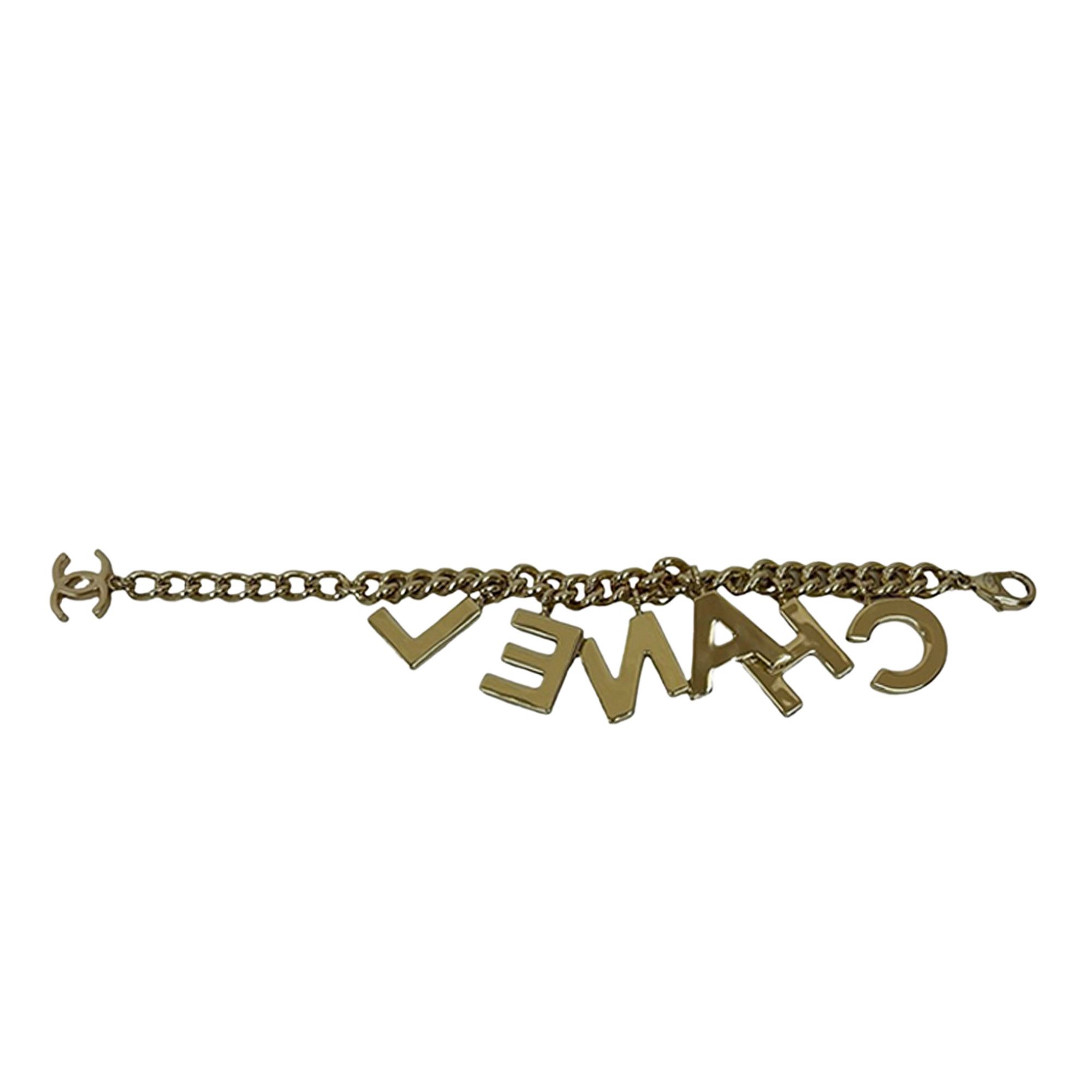 Chanel Chanel CC Gold Plated Lacquered Logo Letter Charms Chain Bracelet Size ONE SIZE - 4 Thumbnail