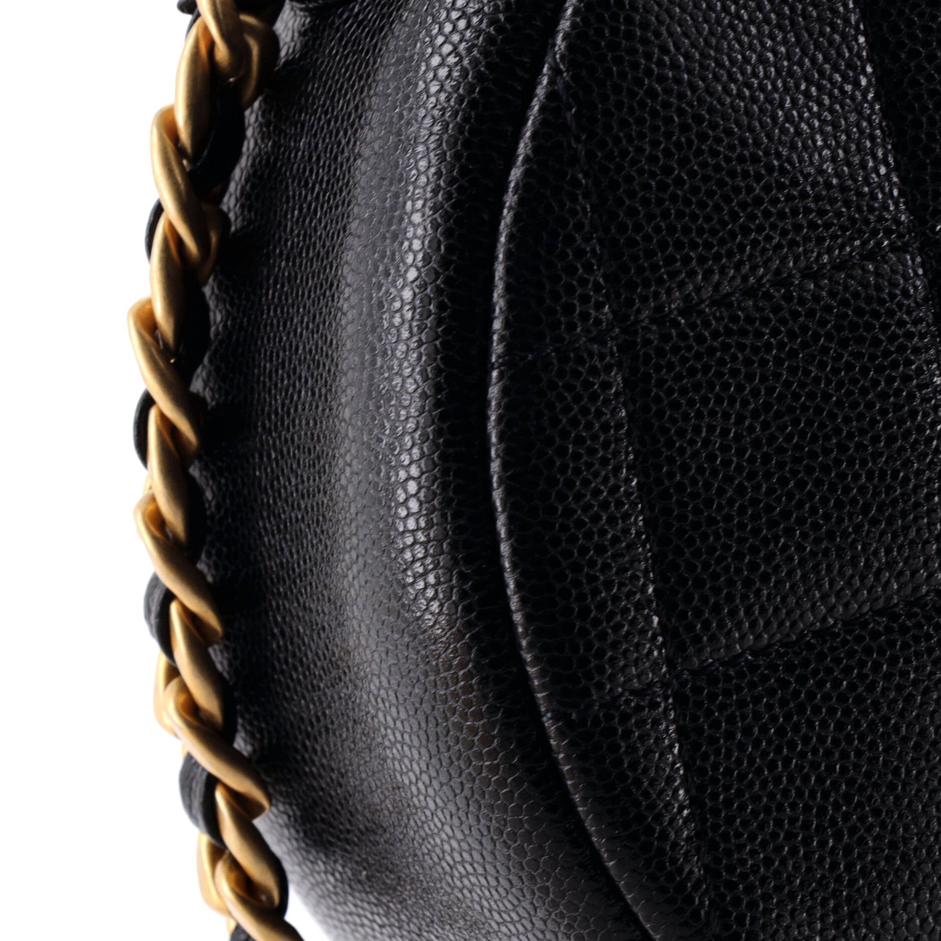 Round Chain Crossbody Bag Quilted Caviar Small