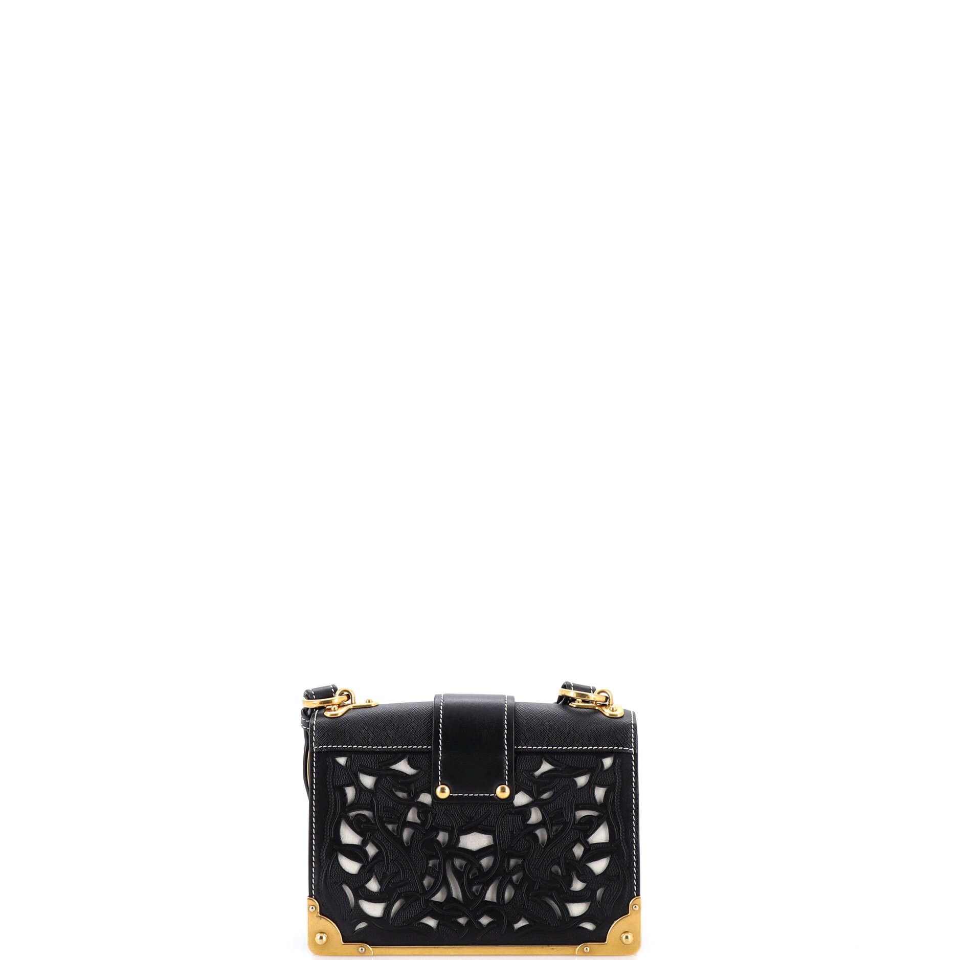 Prada Cahier Crossbody Bag Studded Laser Cut Leather Small Size ONE SIZE - 2 Thumbnail