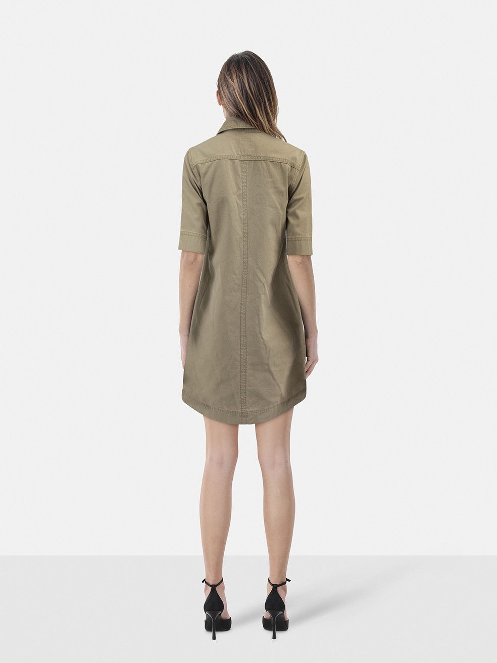 Zadig & Voltaire Khaki Record Shirt Dress Size XS / US 0-2 / IT 36-38 - 2 Thumbnail