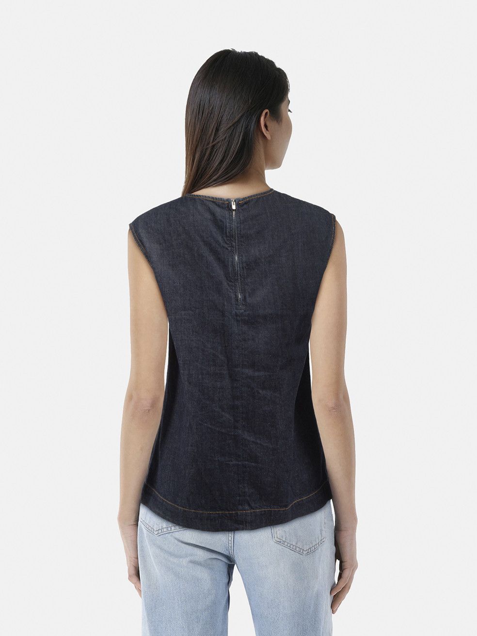 Stella McCartney Navy Denim Sleeveless Tank Top Size XS / US 0-2 / IT 36-38 - 2 Thumbnail