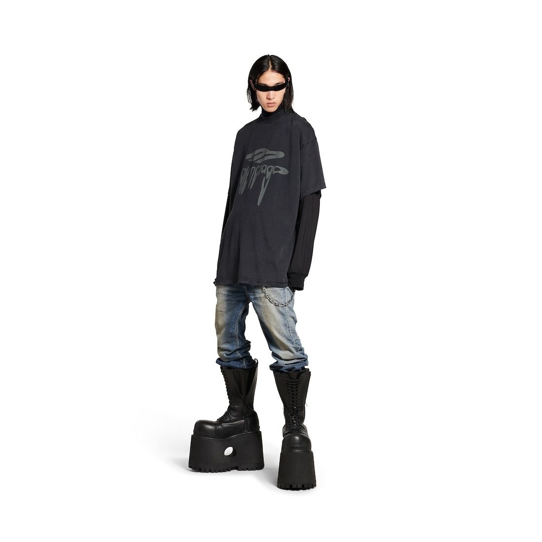 Balenciaga 3b liquefied t-shirt oversized in black Size US M / EU 48-50 / 2 - 2 Thumbnail