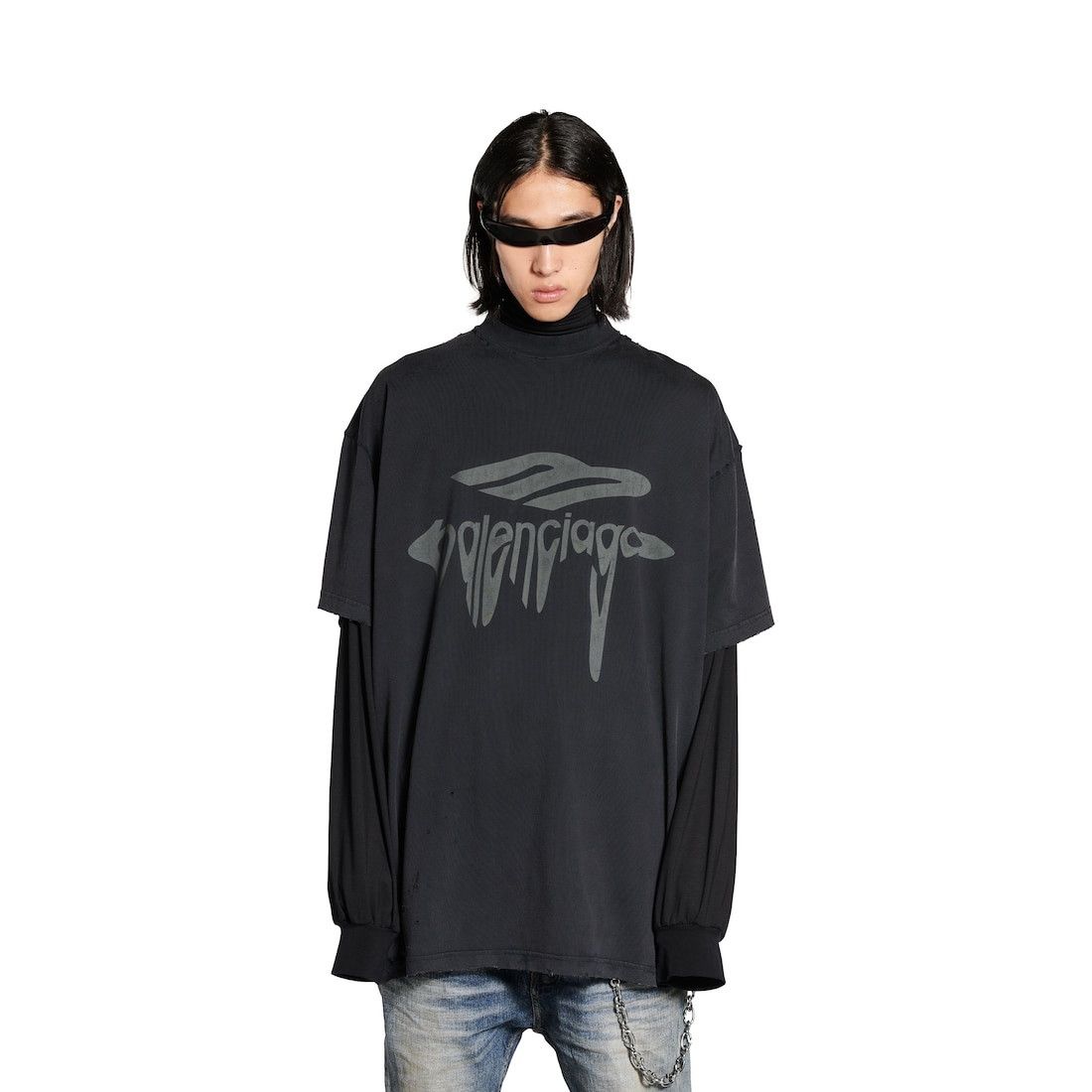 Balenciaga 3b liquefied t-shirt oversized in black Size US XL / EU 56 / 4 - 4 Thumbnail
