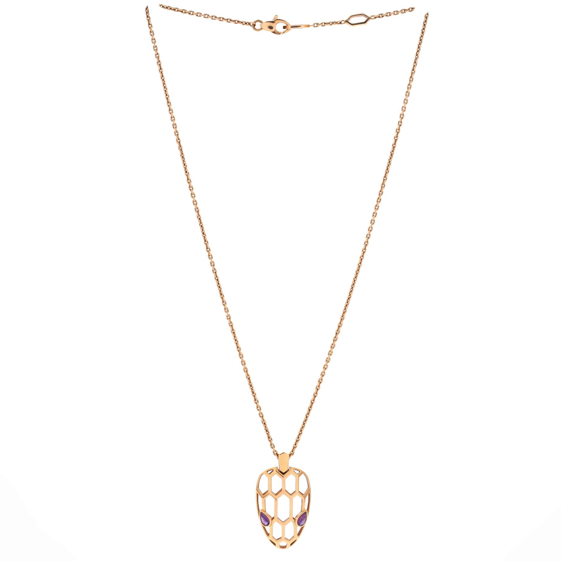 Bvlgari Serpenti Seduttori Pendant Necklace 18K Rose Gold with Amethyst Size ONE SIZE - 2 Thumbnail