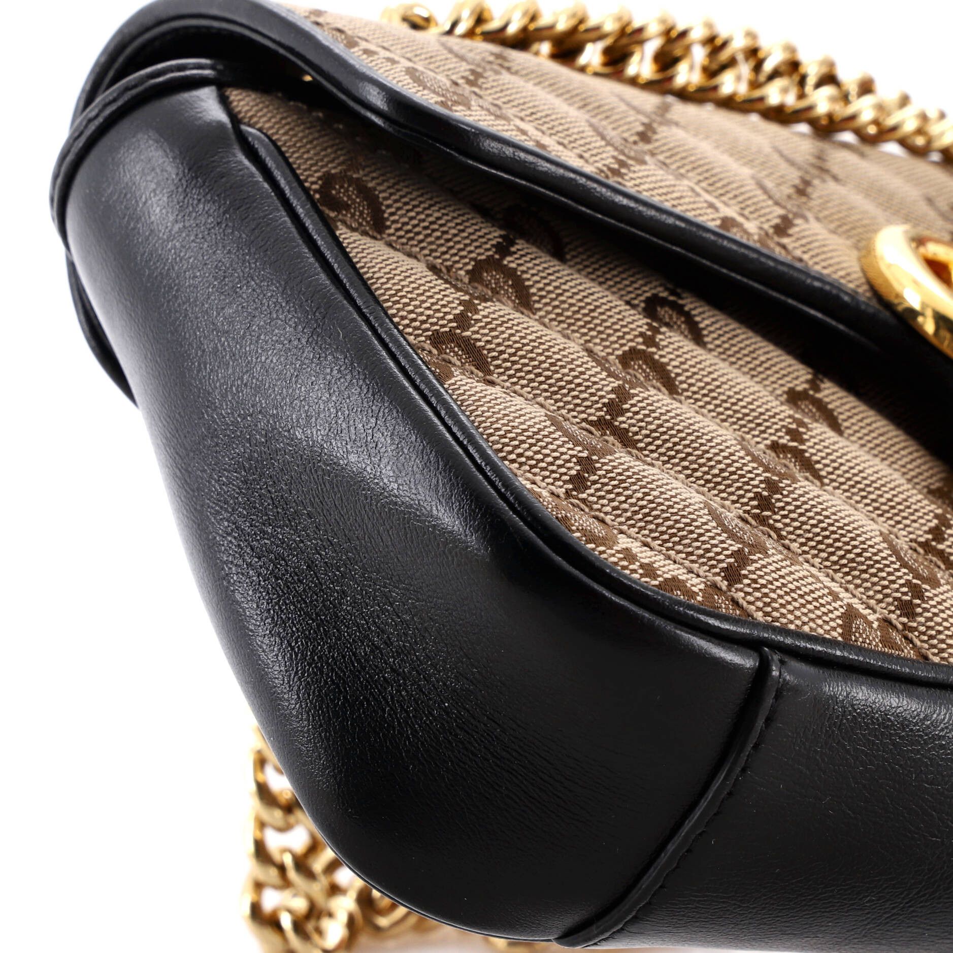 GG Marmont Flap Bag Diagonal Quilted GG Canvas with Leather Mini