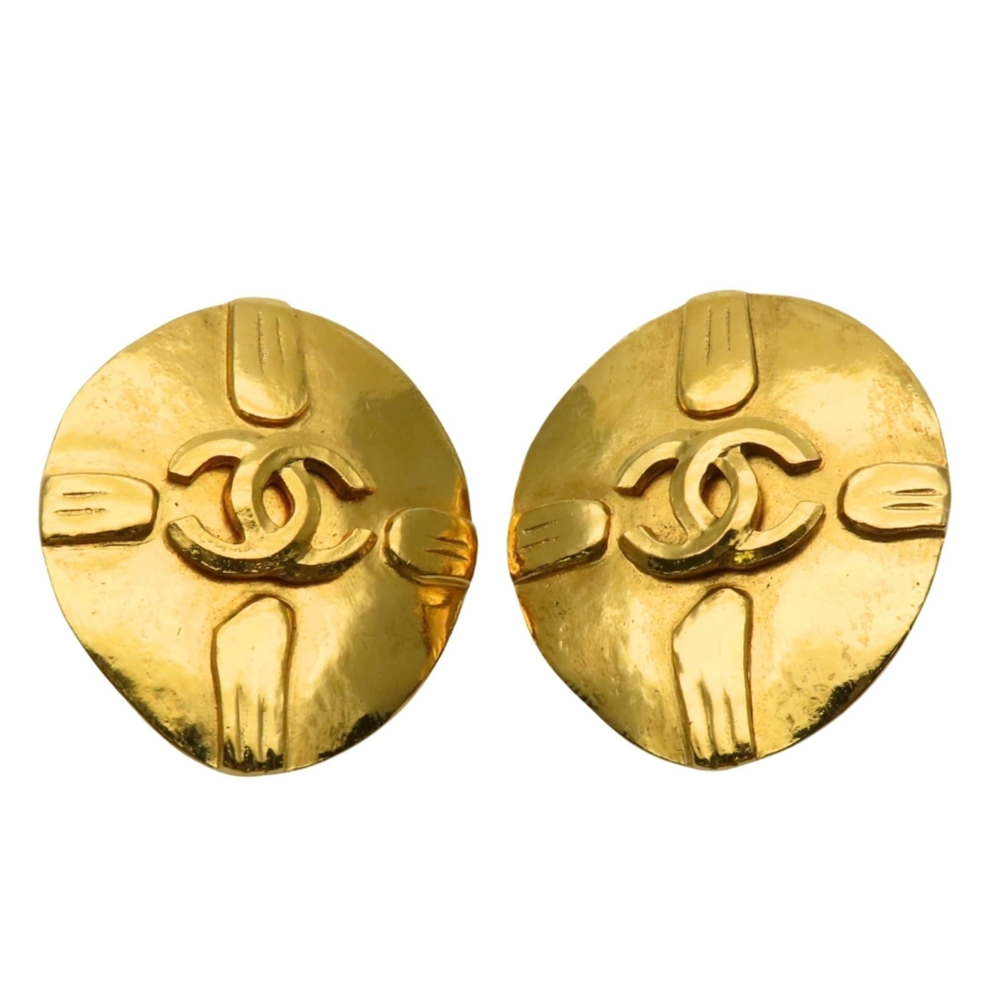 Chanel Chanel Coco Mark Metal Earrings, Gold Plated, GP Accessories, Women's, CHANEL Size ONE SIZE - 2 Thumbnail