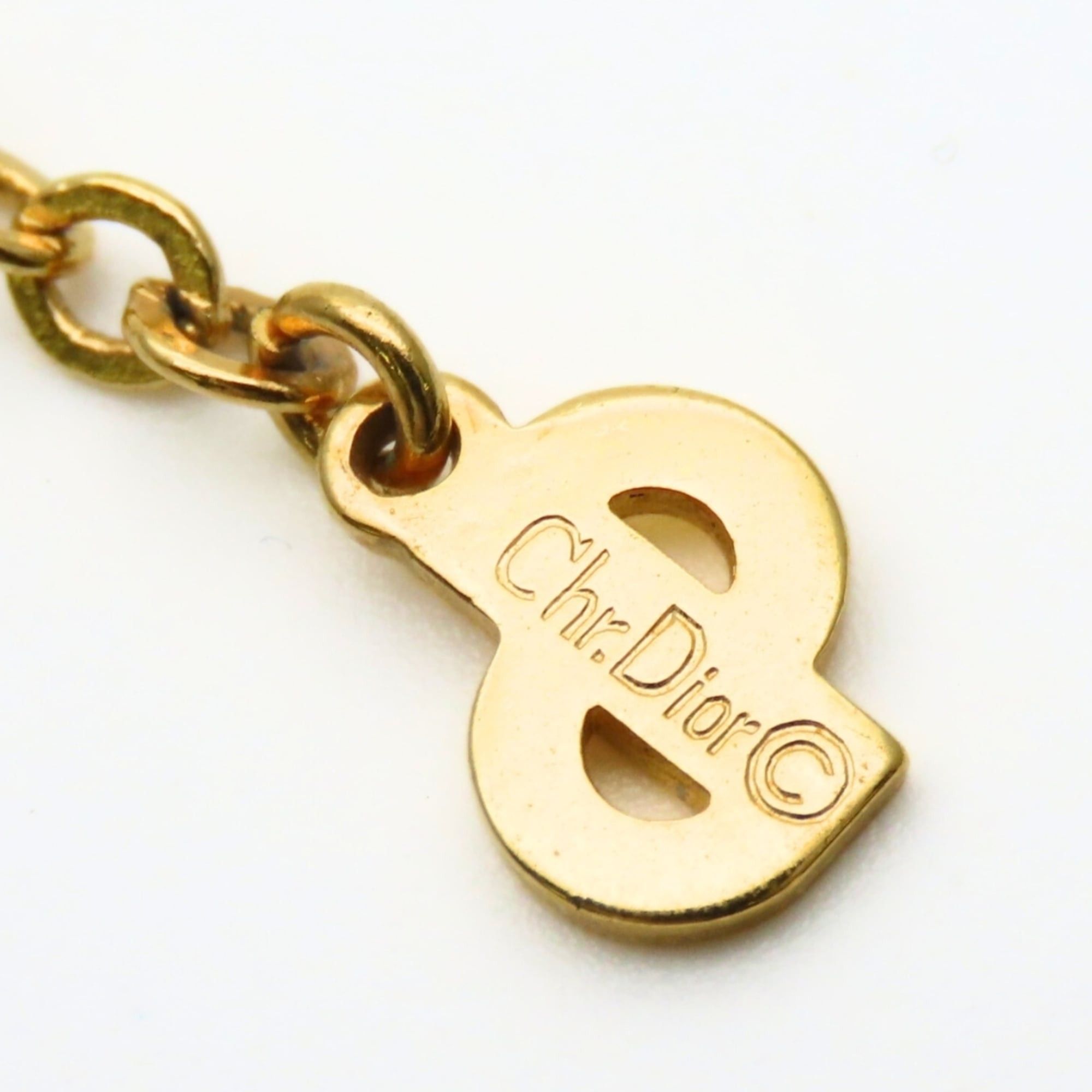 Dior Christian Dior Necklace Logo Rhinestone Gold GP Heart Women's Size ONE SIZE - 11 Thumbnail