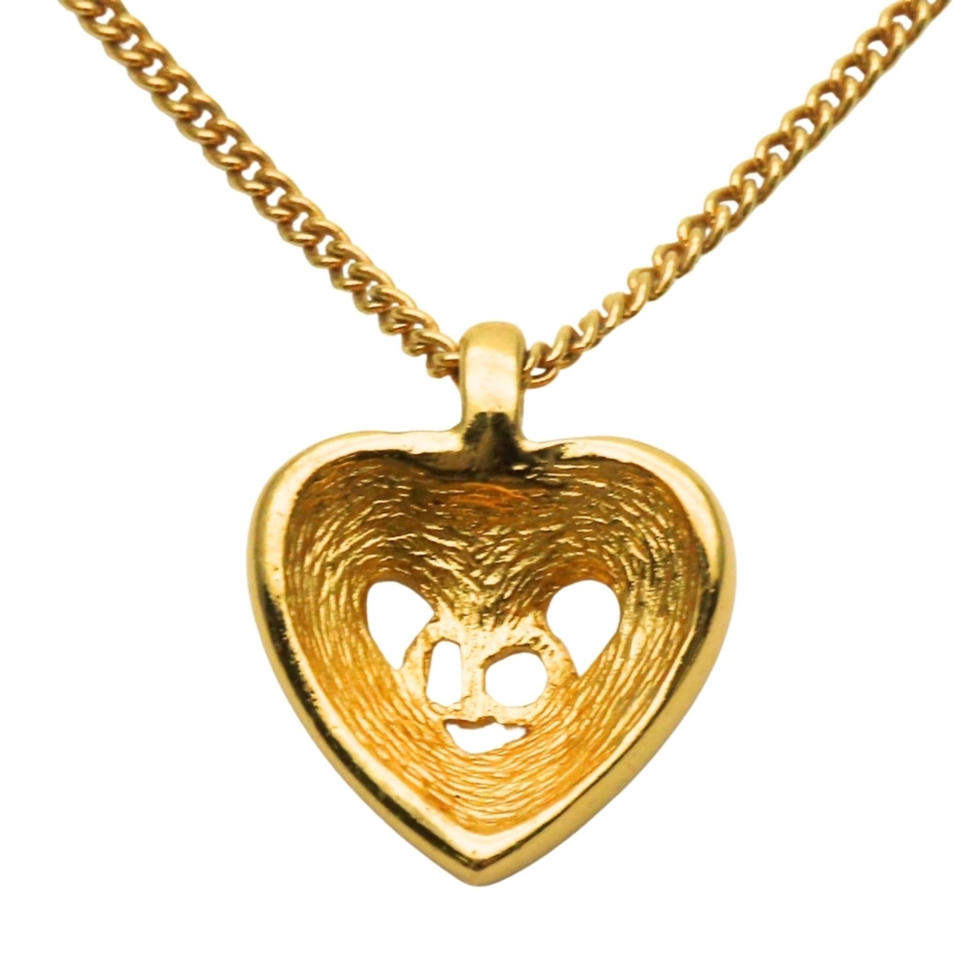 Dior Christian Dior Necklace Logo Rhinestone Gold GP Heart Women's Size ONE SIZE - 3 Thumbnail