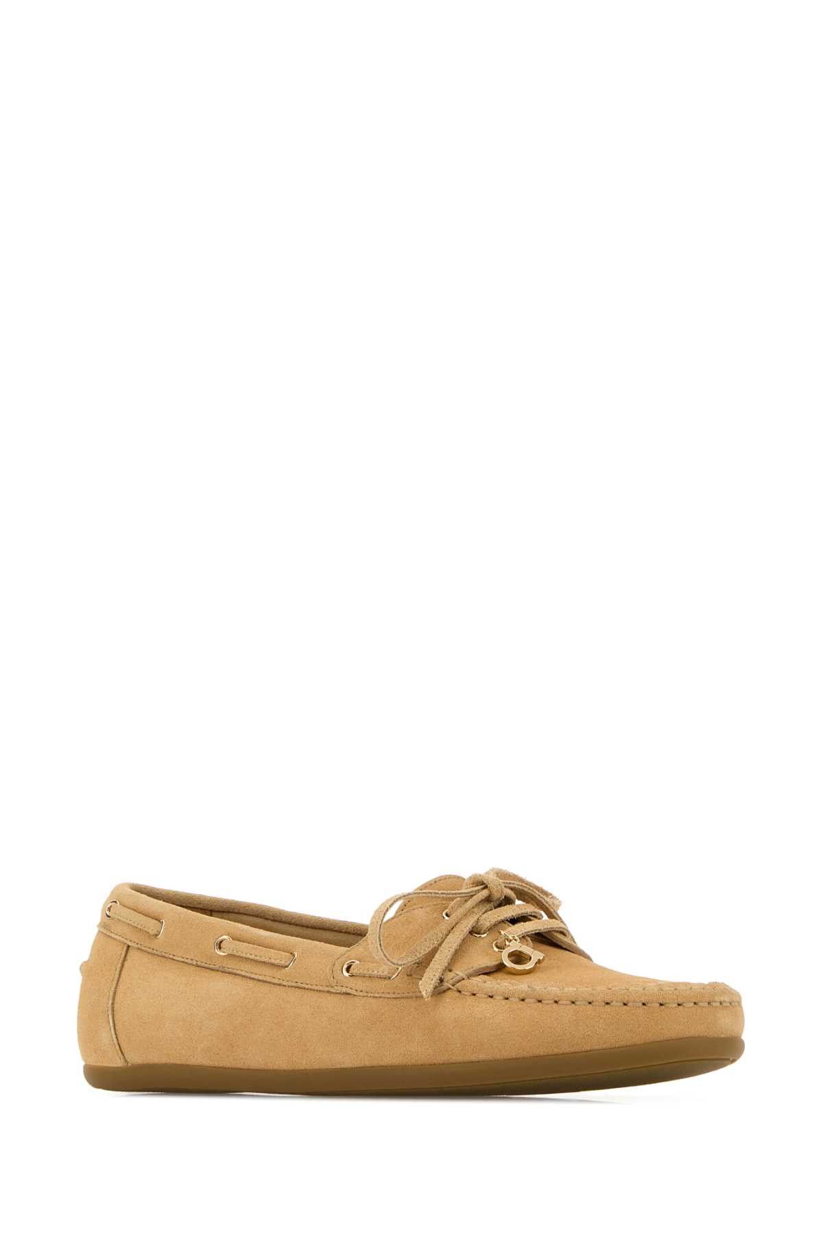 Salvatore Ferragamo Beige Suede Flippy Loafers Size US 8 / IT 38 - 2 Thumbnail