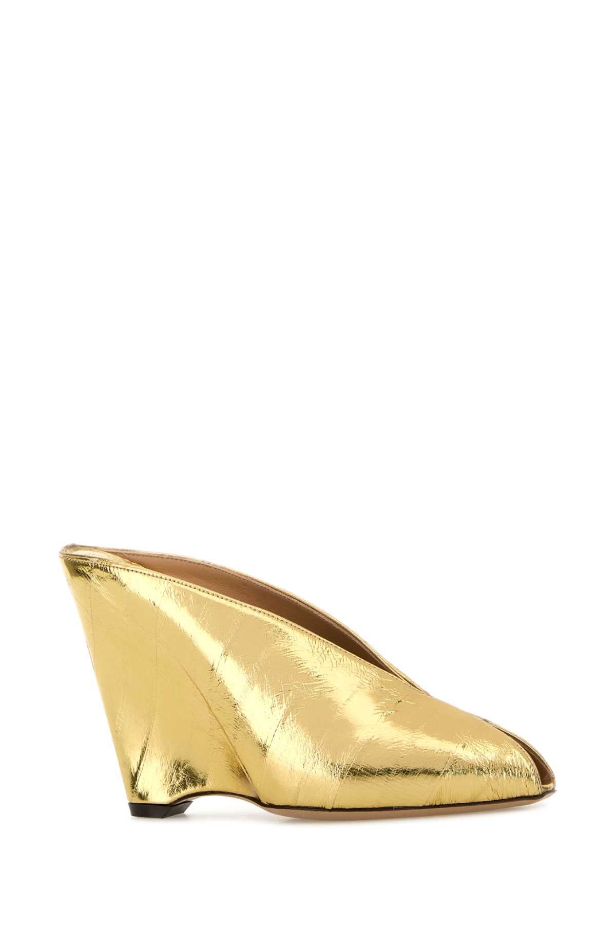 Salvatore Ferragamo Gold Leather Alicia 95 Mules Size US 10.5 / IT 40.5 - 2 Thumbnail