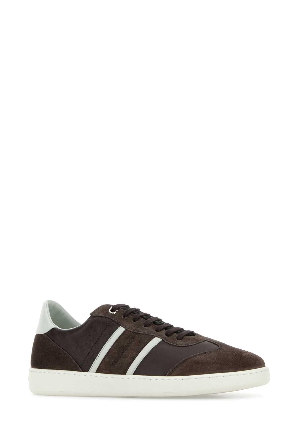 Dark Brown Suede And Leather Achille Sneakers