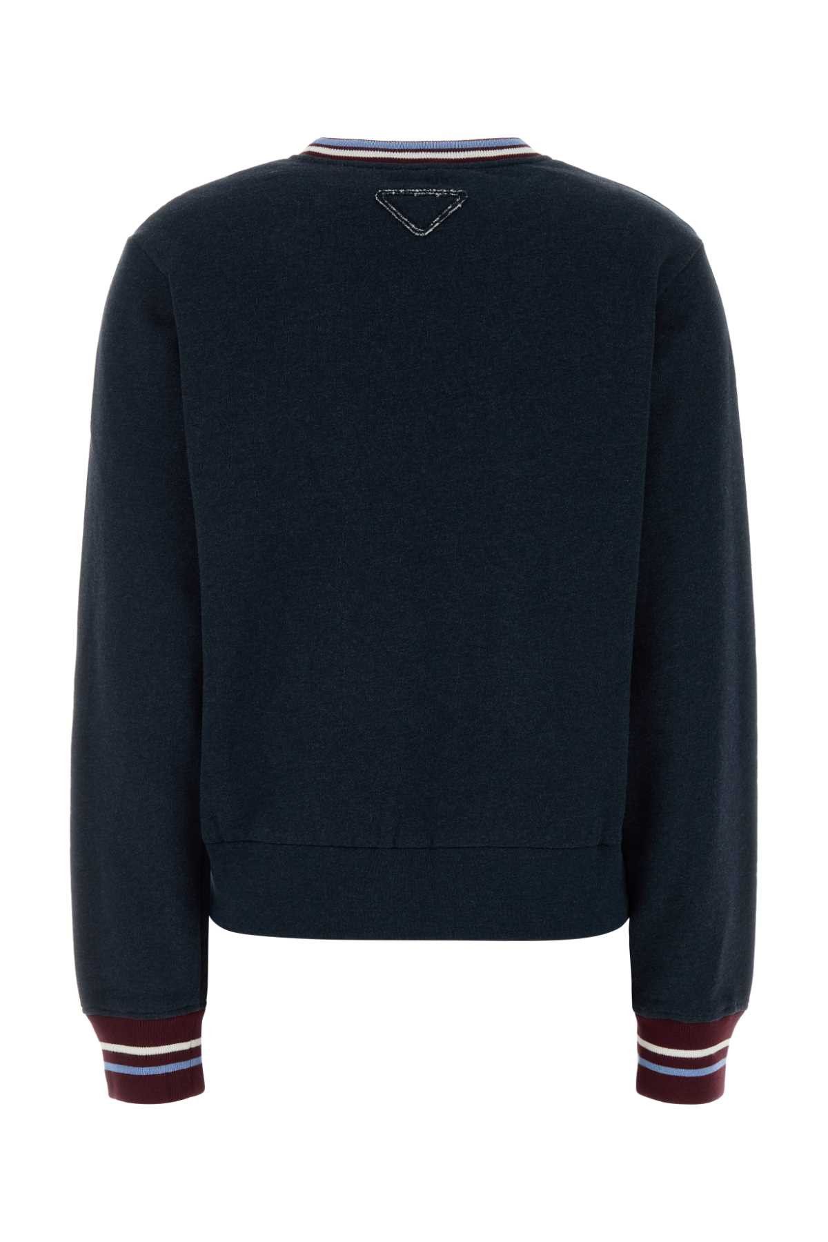 Prada Melange Dark Blue Cotton Sweatshirt Size XS / US 0-2 / IT 36-38 - 2 Thumbnail