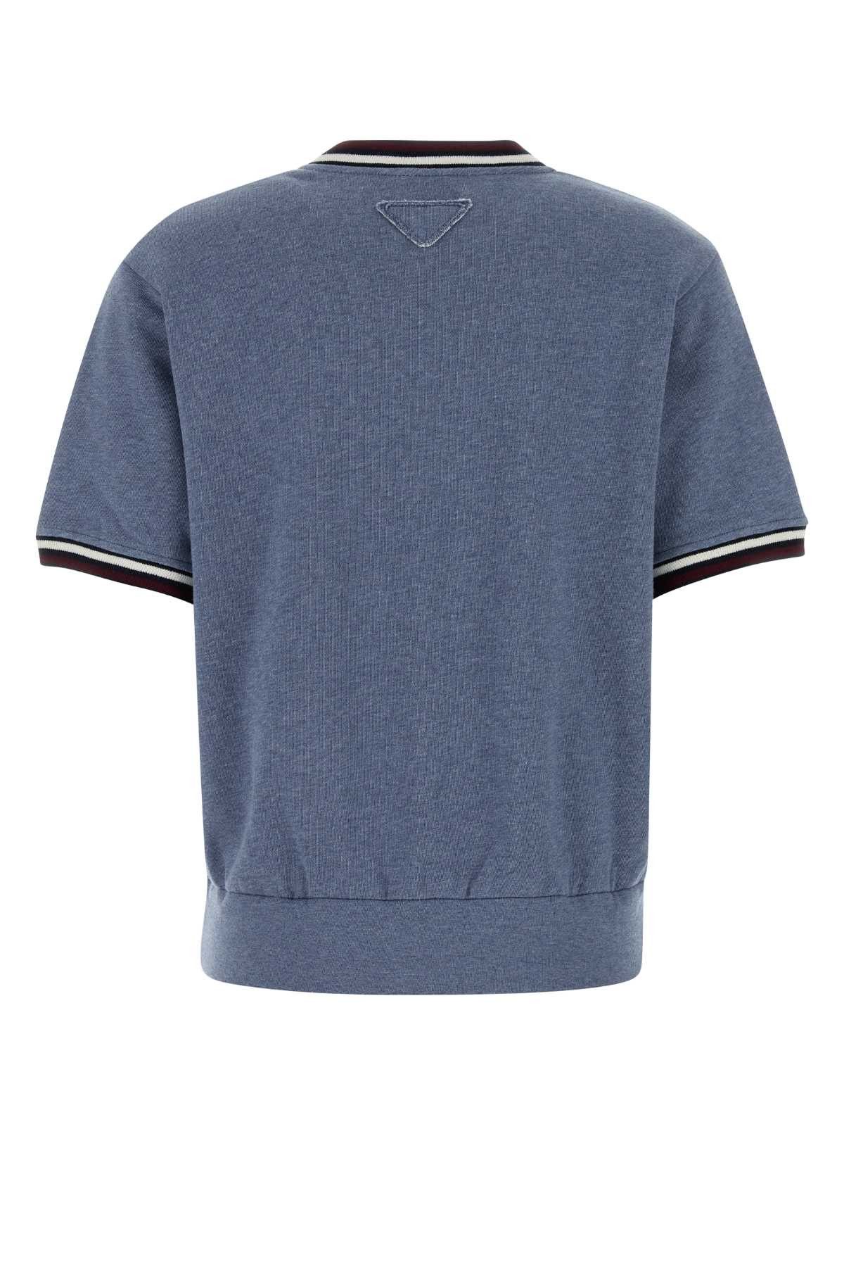 Prada Cerulean Blue Cotton T-Shirt Size L / US 10 / IT 46 - 2 Thumbnail