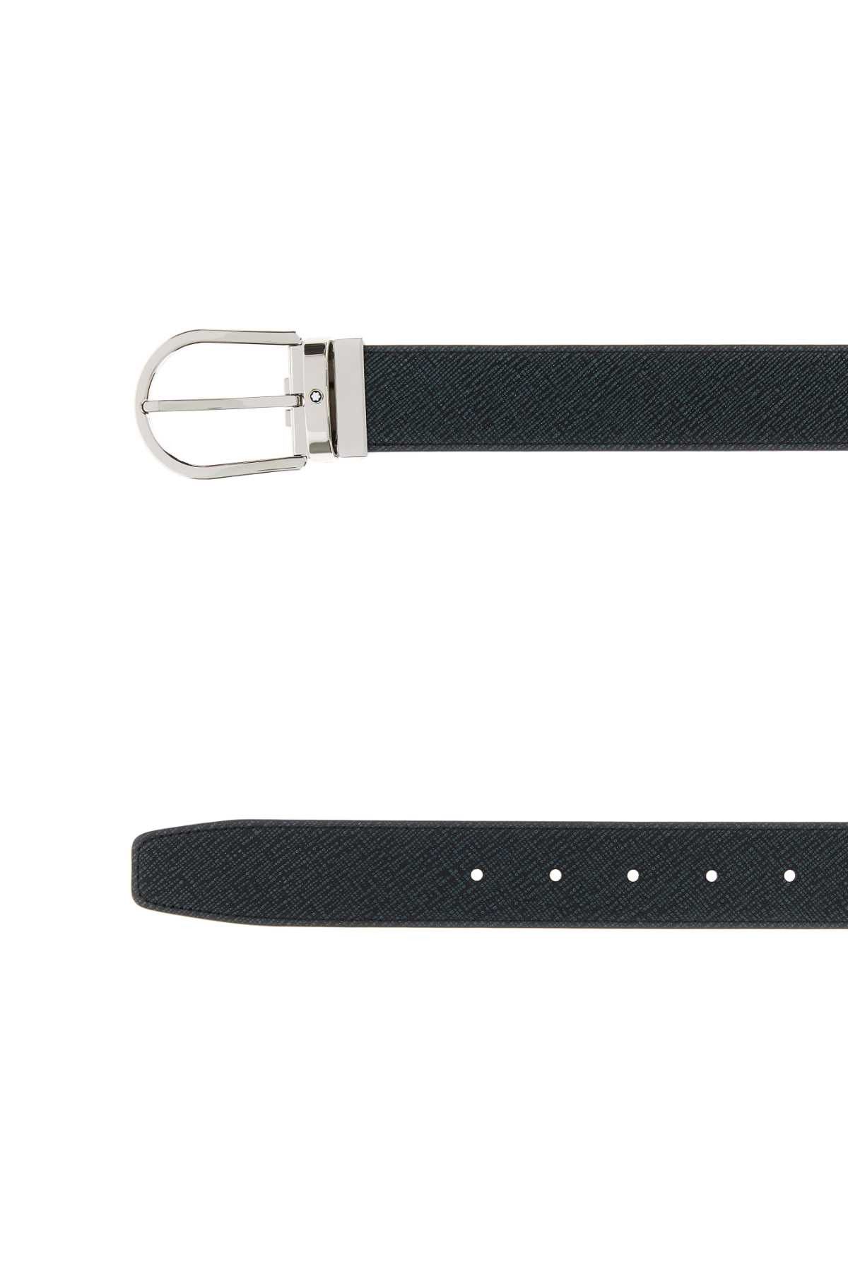 Montblanc Melange Blue Leather Reversible Belt Size ONE SIZE - 2 Thumbnail