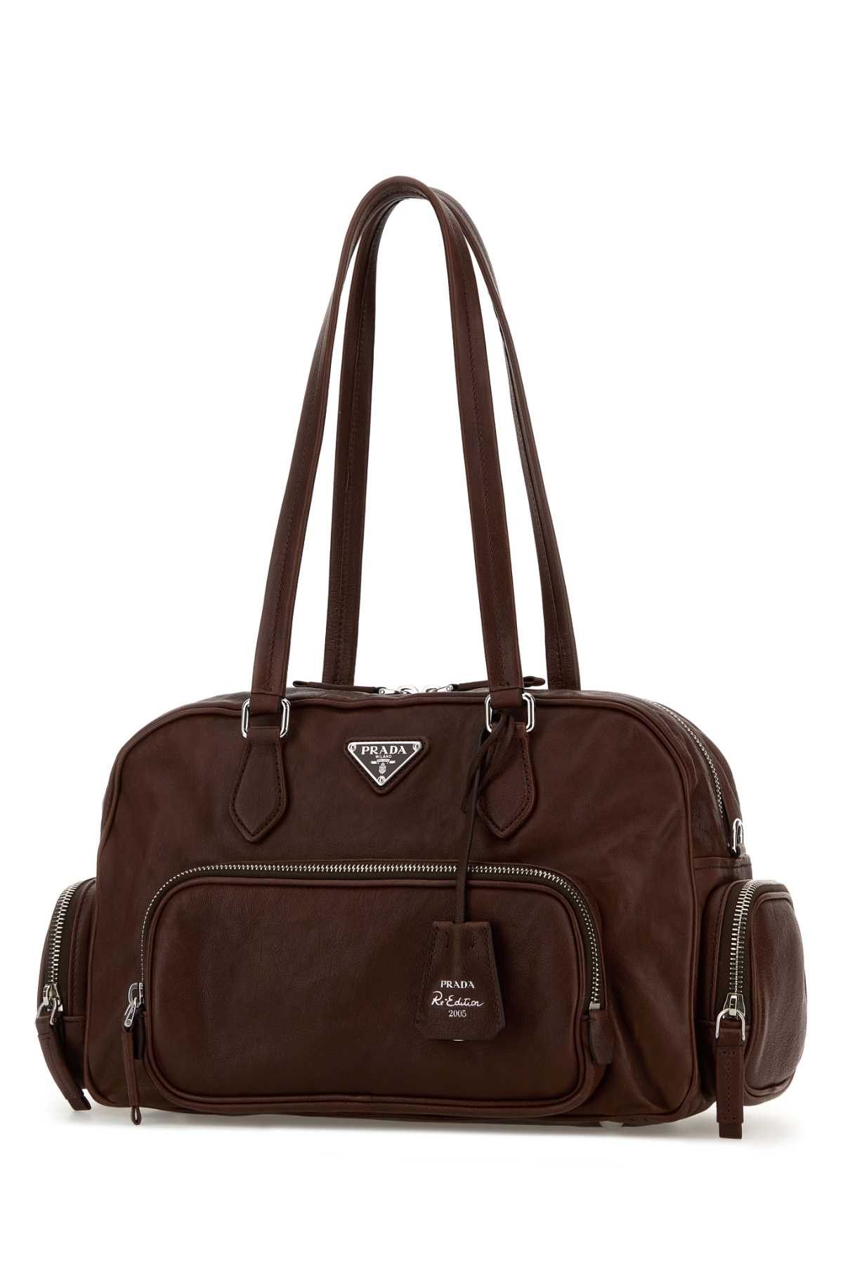 Prada Chocolate Leather Shoulder Bag Size ONE SIZE - 2 Thumbnail
