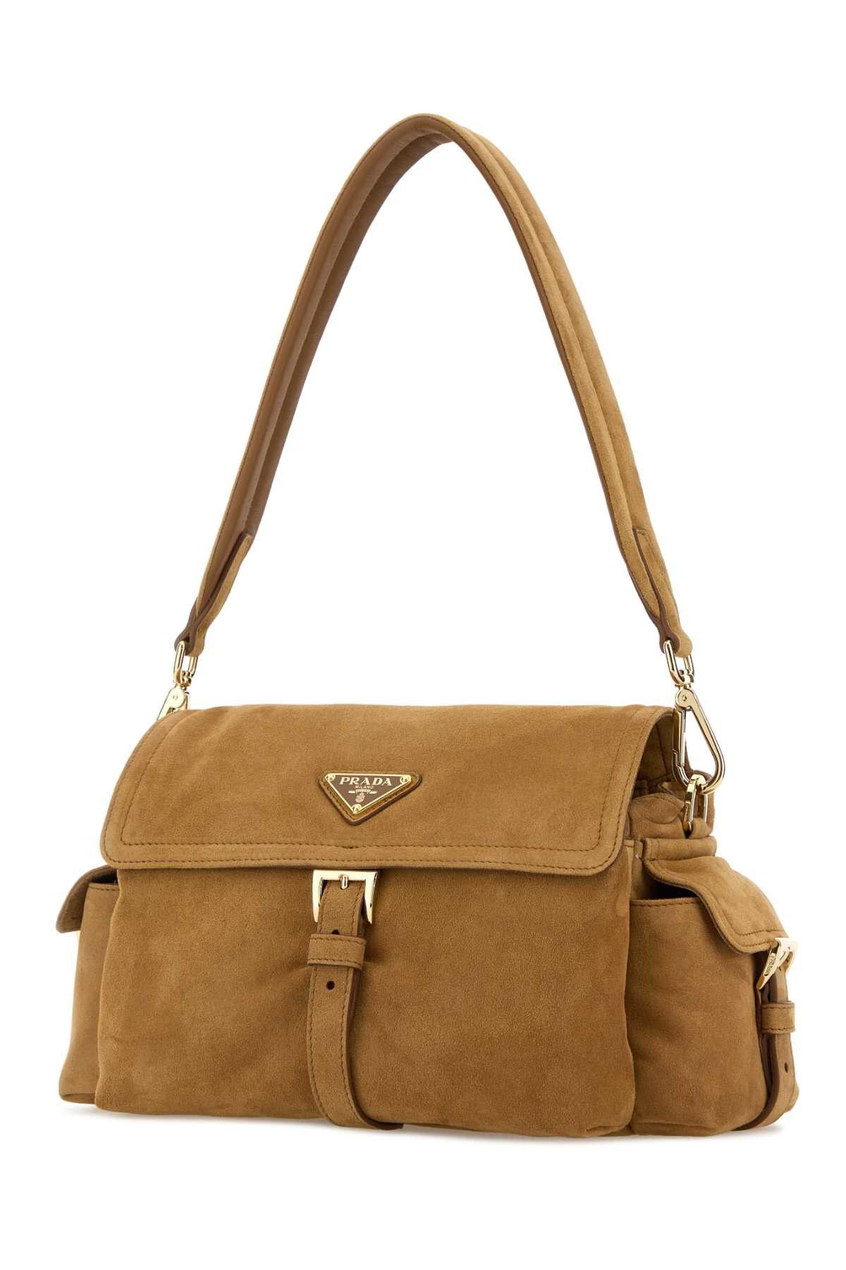 Prada Camel Suede Shoulder Bag Size ONE SIZE - 2 Thumbnail