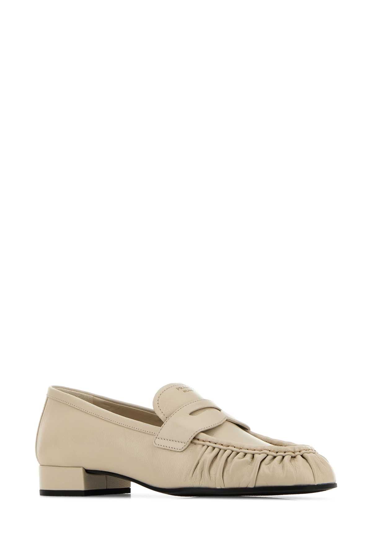 Prada Ivory Leather Loafers Size US 7 / IT 37 - 2 Thumbnail