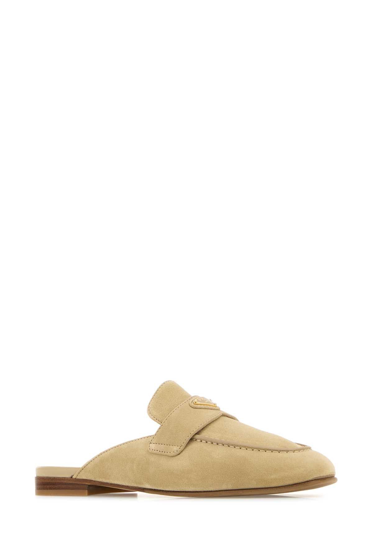 Prada Sand Suede Slippers Size US 7 / IT 37 - 2 Thumbnail