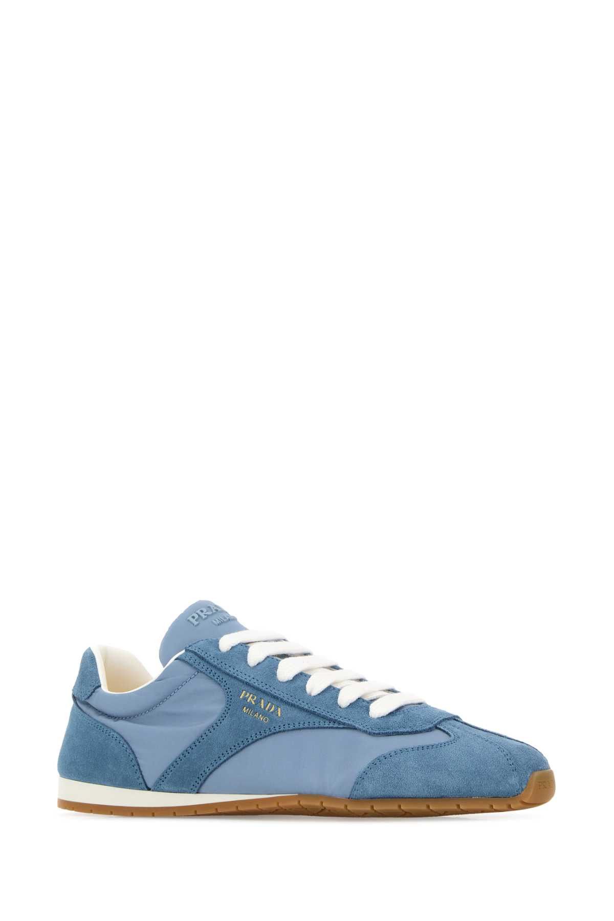 Prada Light Blue Suede And Re-Nylon Sneakers Size US 7.5 / IT 37.5 - 2 Thumbnail